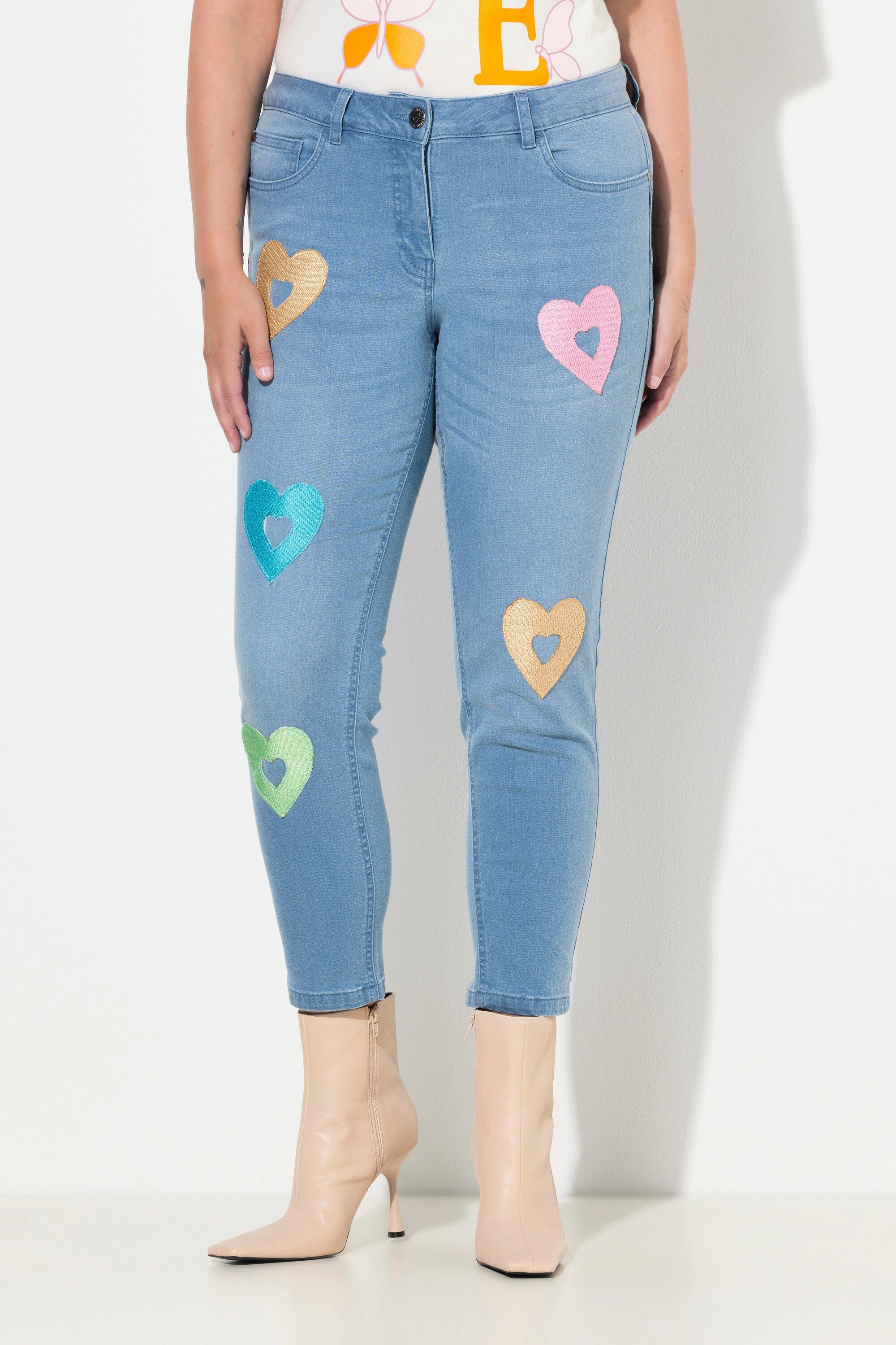 MIAMODA Regular-fit-Jeans Jeans Pina Skinny-Fit Herzen 5-Pocket