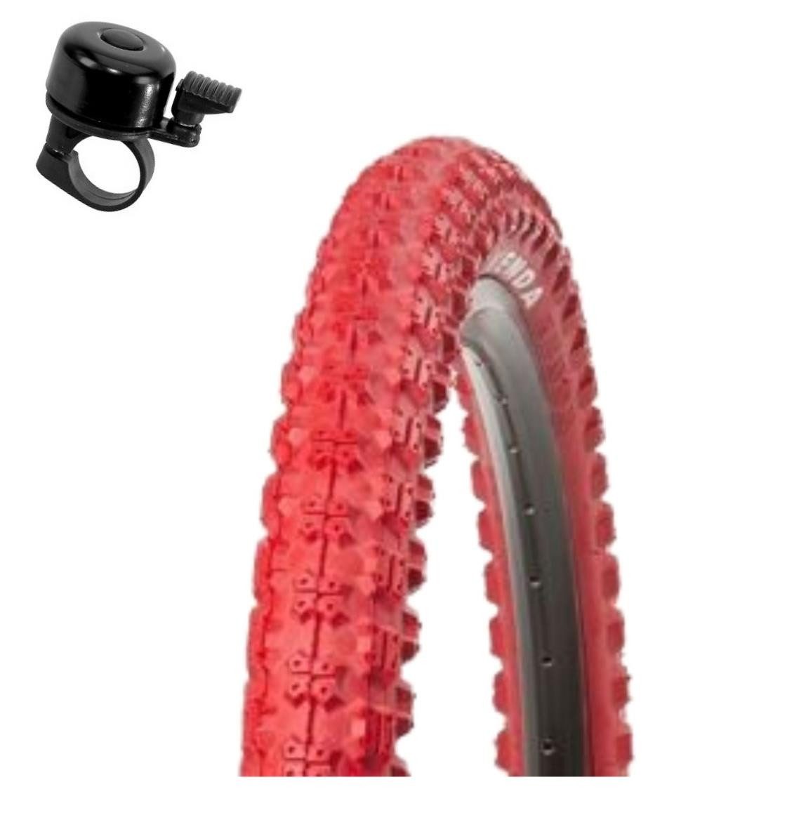 maxxi4you Fahrradreifen 1 x Kenda K-50 BMX 20 x 2,125 (57-406) Rot inkl. Fahrradklingel