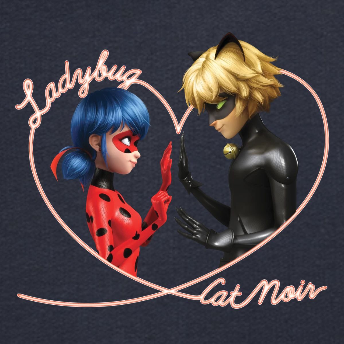 Spreadshirt Hoodie Miraculous Ladybug Und Cat Noir Herz Kinder Premium Hoodie (1-tlg)