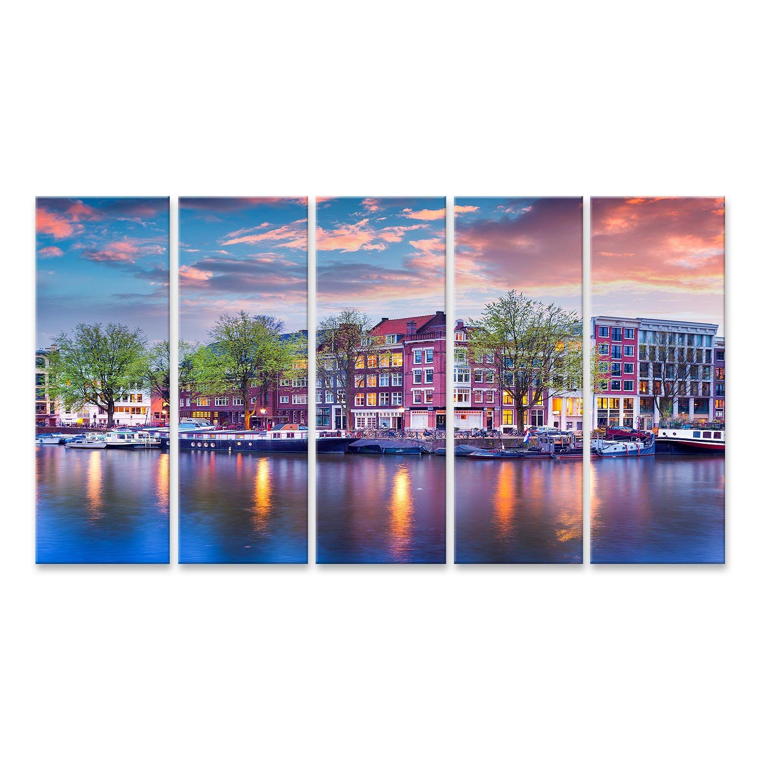 islandburner Leinwandbild Bild auf Leinwand Amsterdam Grachten Holland Wandbild Leinwandbild Wan
