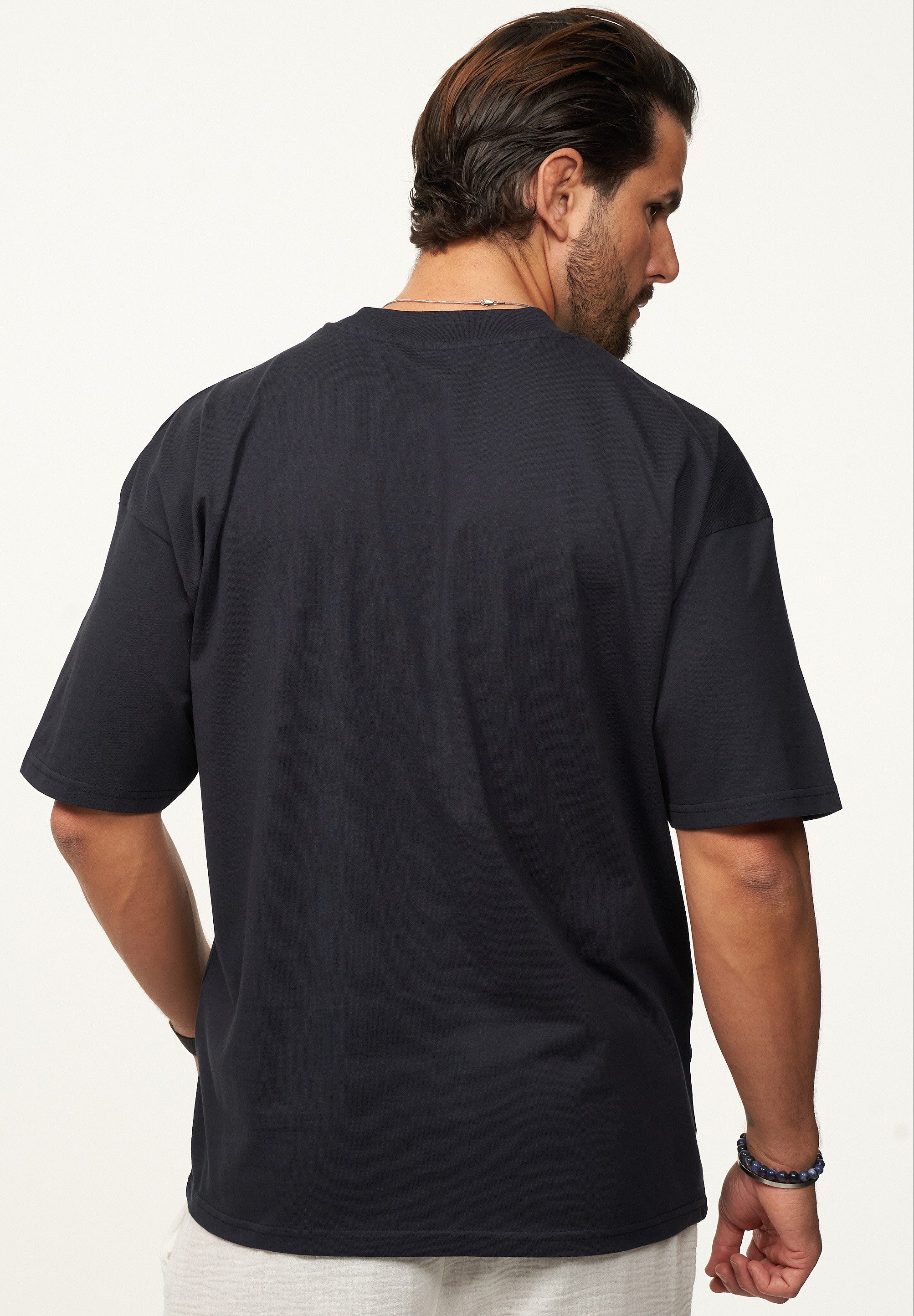 SOULSTAR T-Shirt mit Stickerei Herren Oversize-Fit Kurzarm Shirt mit Rundhals-Ausschnitt