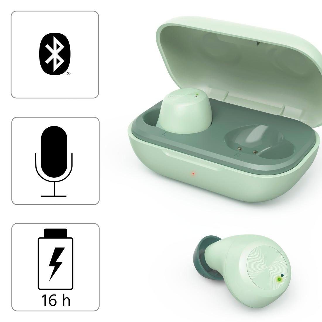 integrierte Ladebox) Google Sprachsteuerung kompatibel Bluetooth, Sport AVRCP für und HFP, In-Ear 4 Alltag, Wireless, Wireless grün (Freisprechfunktion, Anrufe Bluetooth-Kopfhörer Bluetooth-Kopfhörer Siri, und True Assistant, Sprachsteuerung, Bluetooth, Siri, Google Spritzwasserschutz, Musik, Now, Hama True ultraleicht, mit IPX Steuerung A2DP für