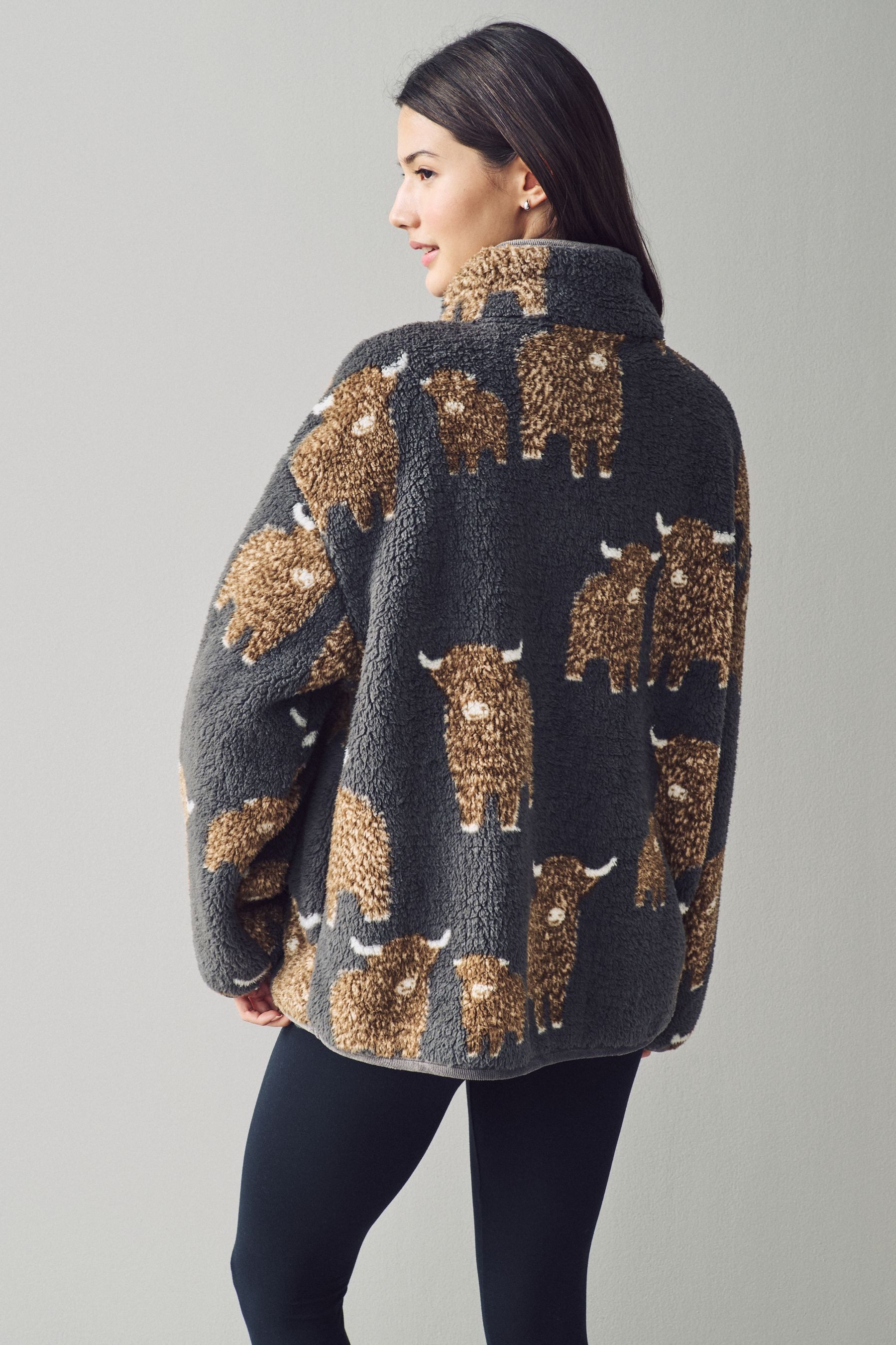 Next Fleecepullover Gemusterter Borg-Fleece mit halben günstig online kaufen