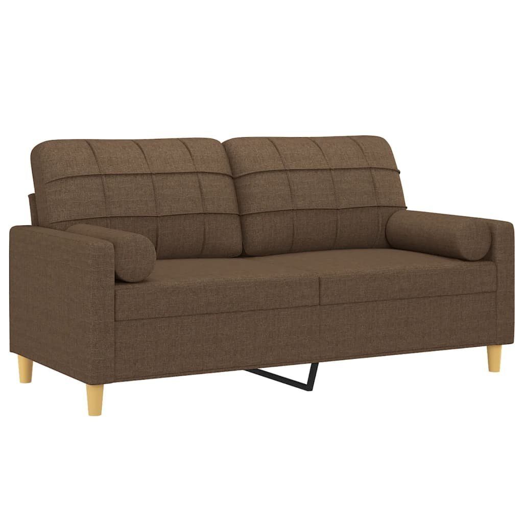 140 Zierkissen cm vidaXL Braun 2-Sitzer-Sofa mit Sofa Stoff