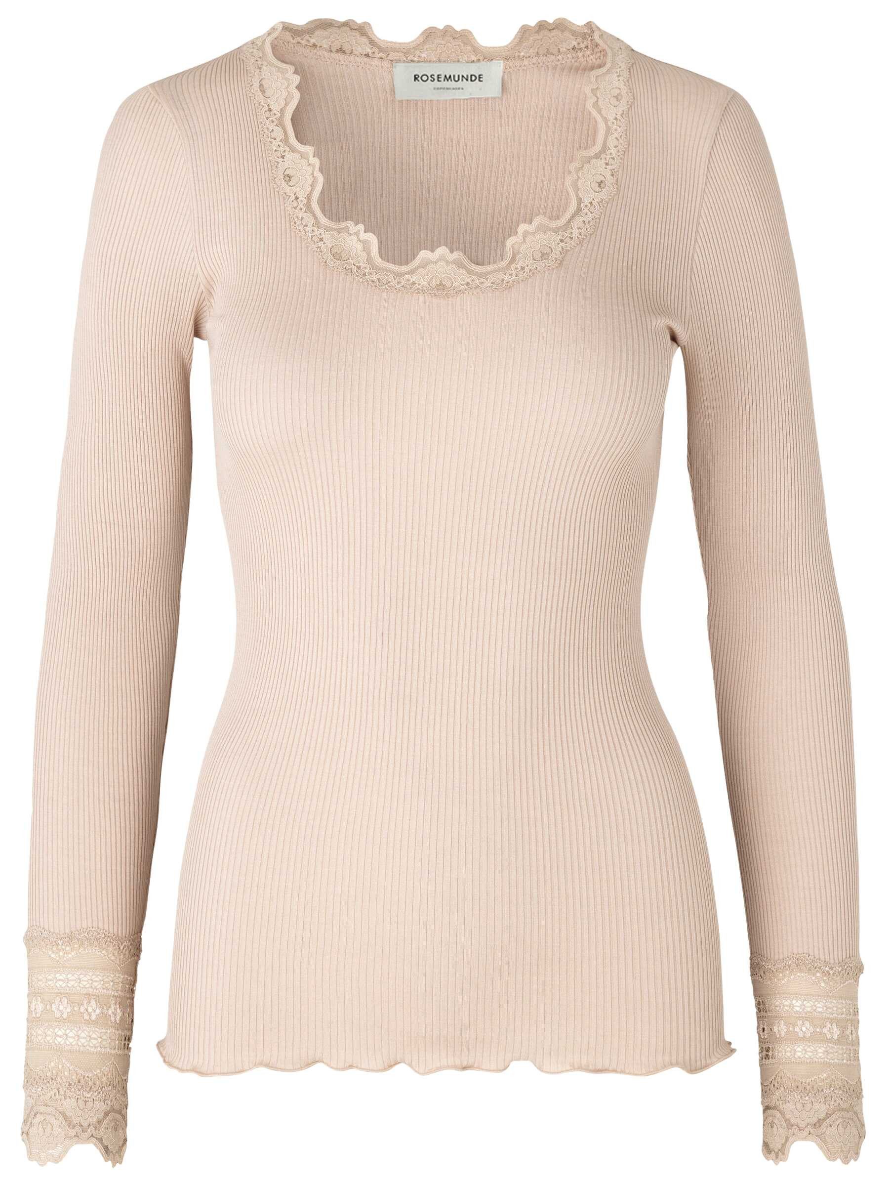 rosemunde Langarmshirt Benita Silk Blouse mit Seide Langarm, mit Spitze, feminin, bequem, Seiden- Baumwollmischung