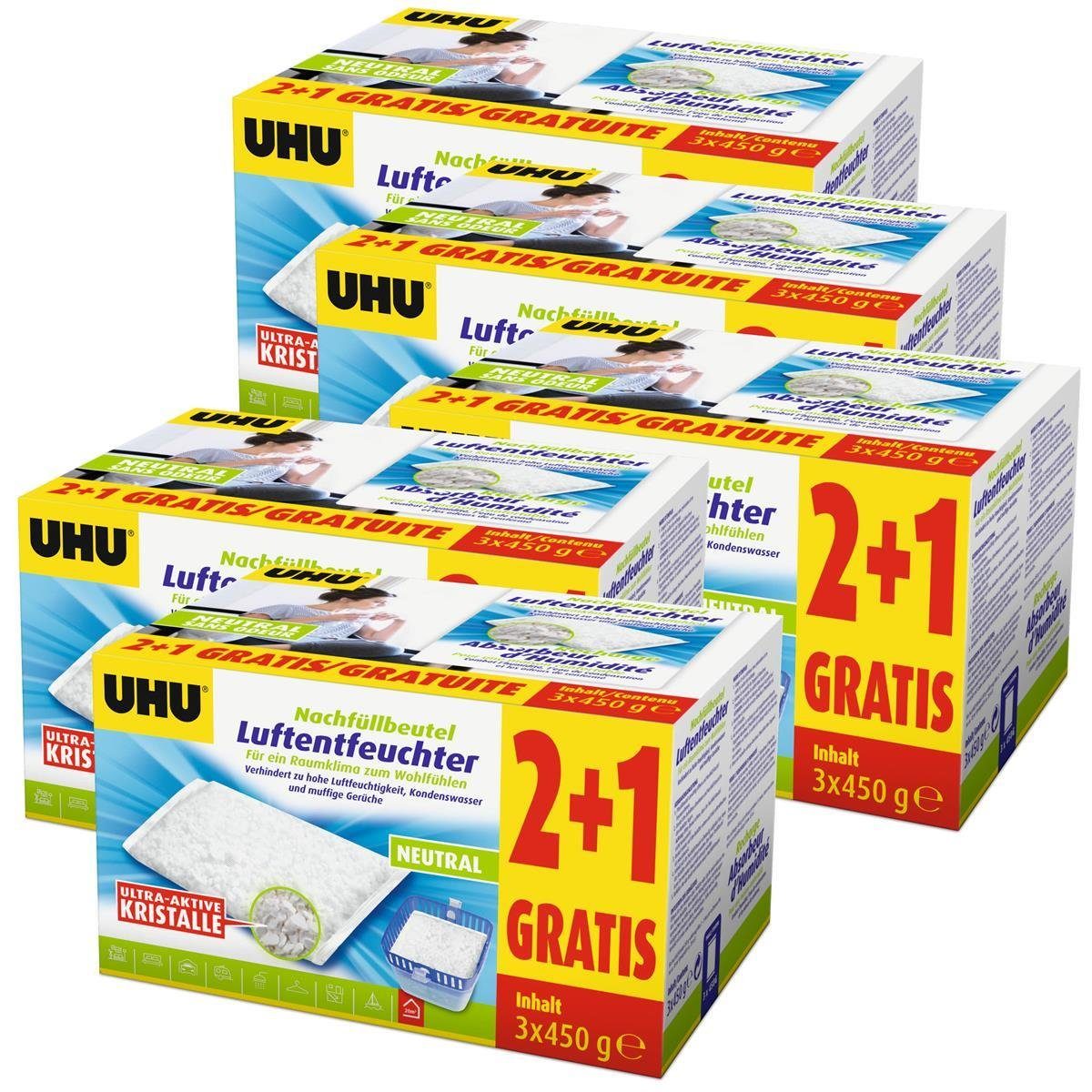 UHU Luftentfeuchter 15x UHU 47135 Luftentfeuchter Nachfüllbeutel 450 gDuftneutral