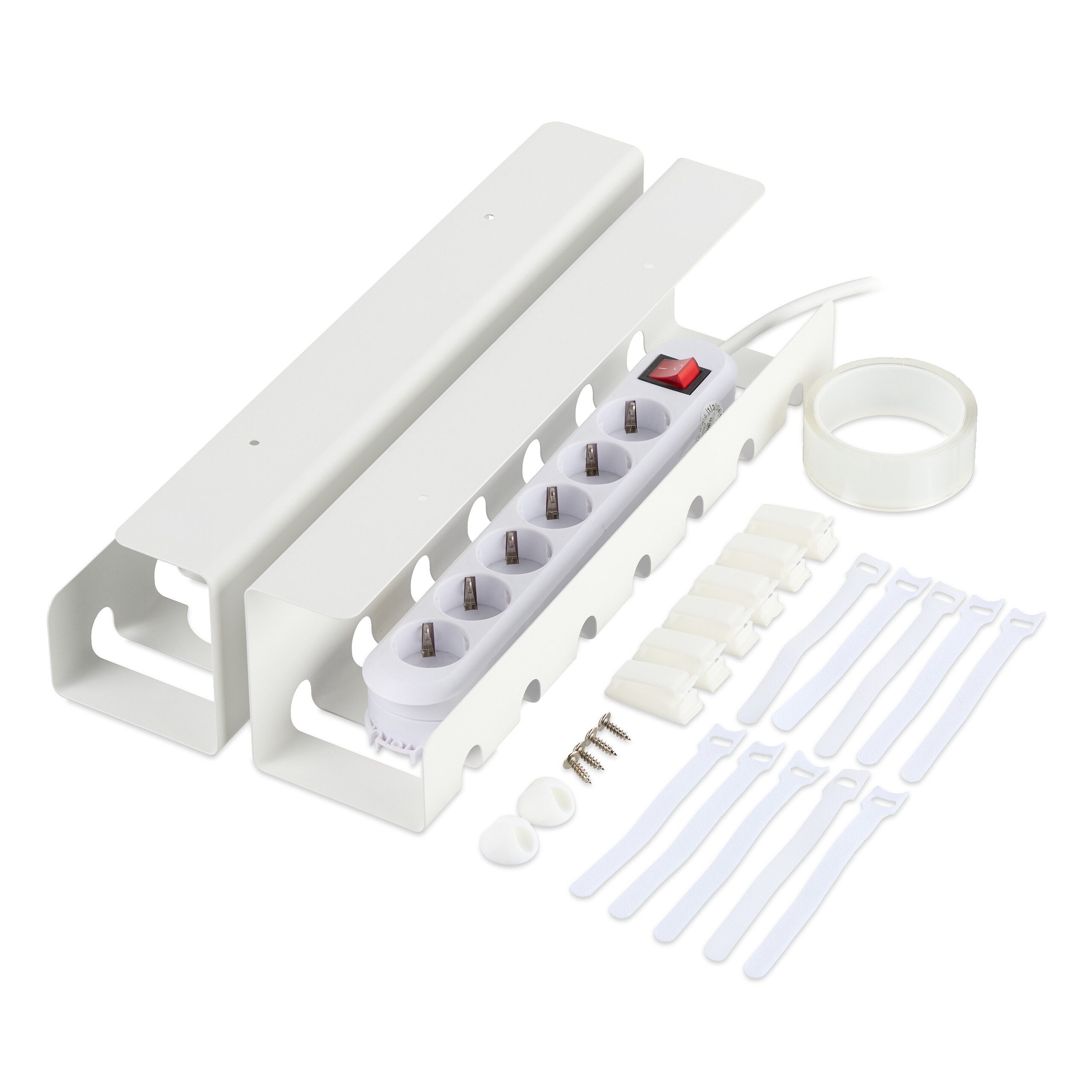 relaxdays Kabelkanal für Schreibtisch 2er Set (Set, 2-St., 2er), weiß