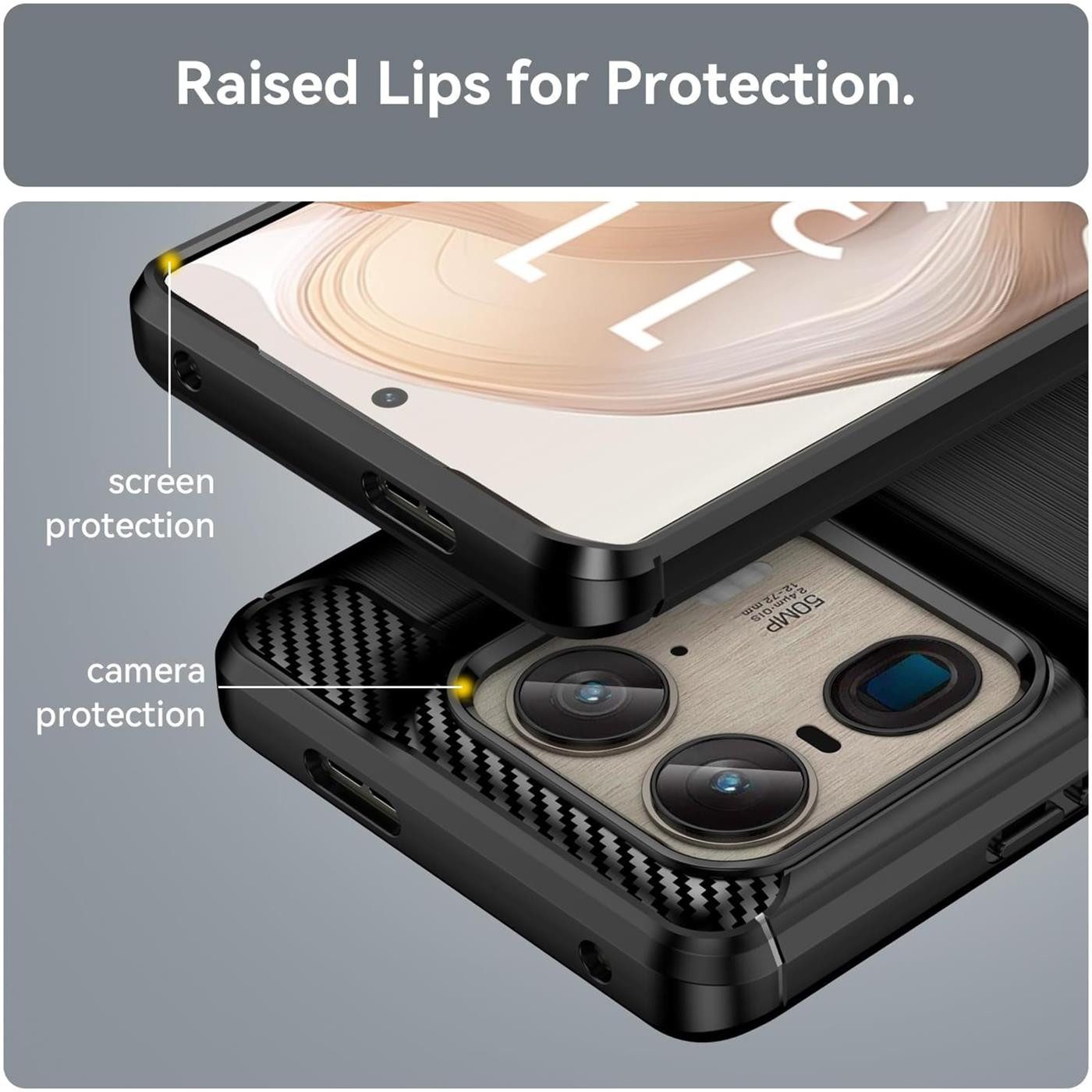 CoolGadget Handyhülle Carbon Handy Hülle für Motorola Edge 50 Ultra 6,7 Zoll, robuste Telefonhülle Case Schutzhülle für Motorola Edge 50 Ultra Hülle