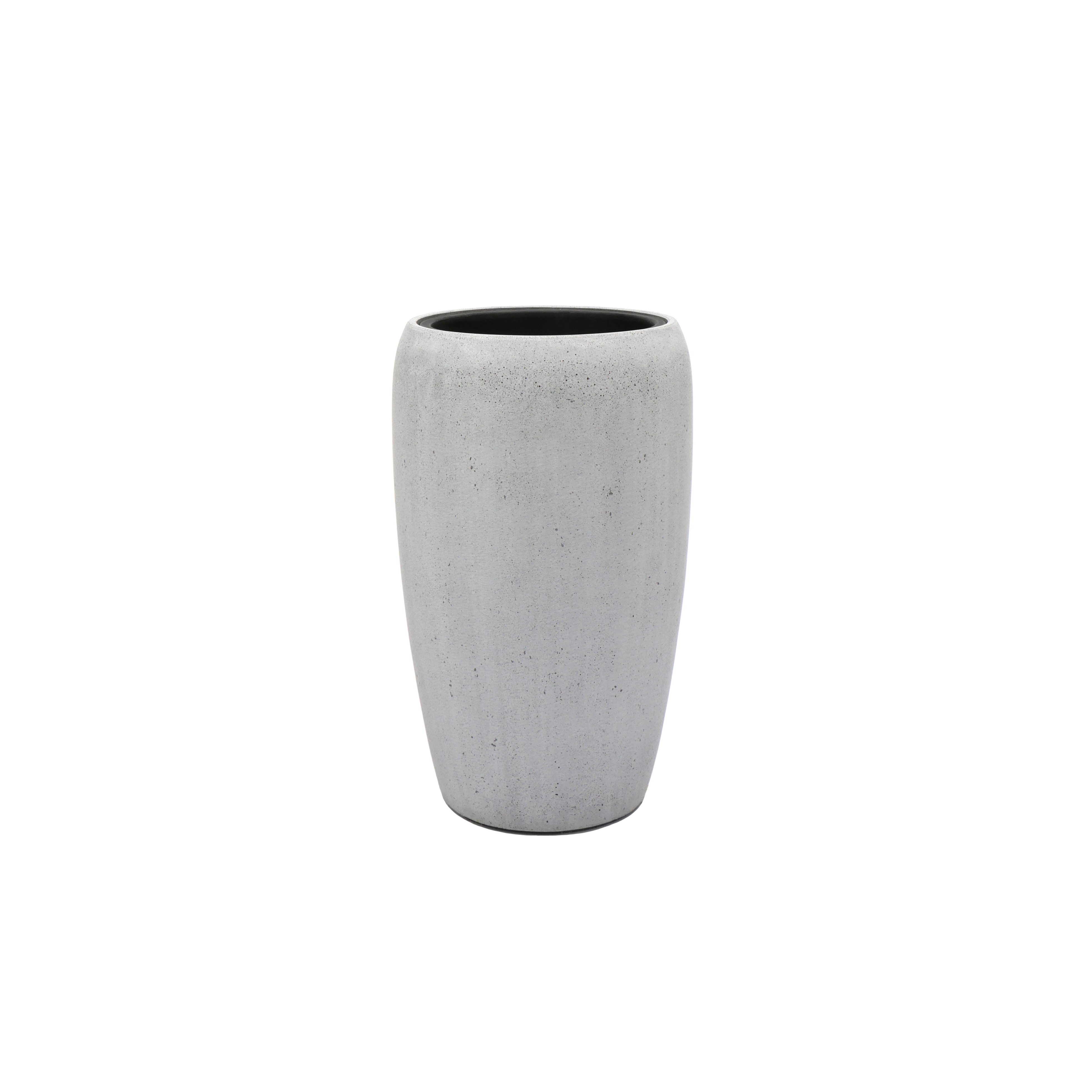 Flingora Bodenvase Cleo, mit Einsatz - Fiberglas - Indoor & Outdoor - Zementgrau - Höhe 51 cm