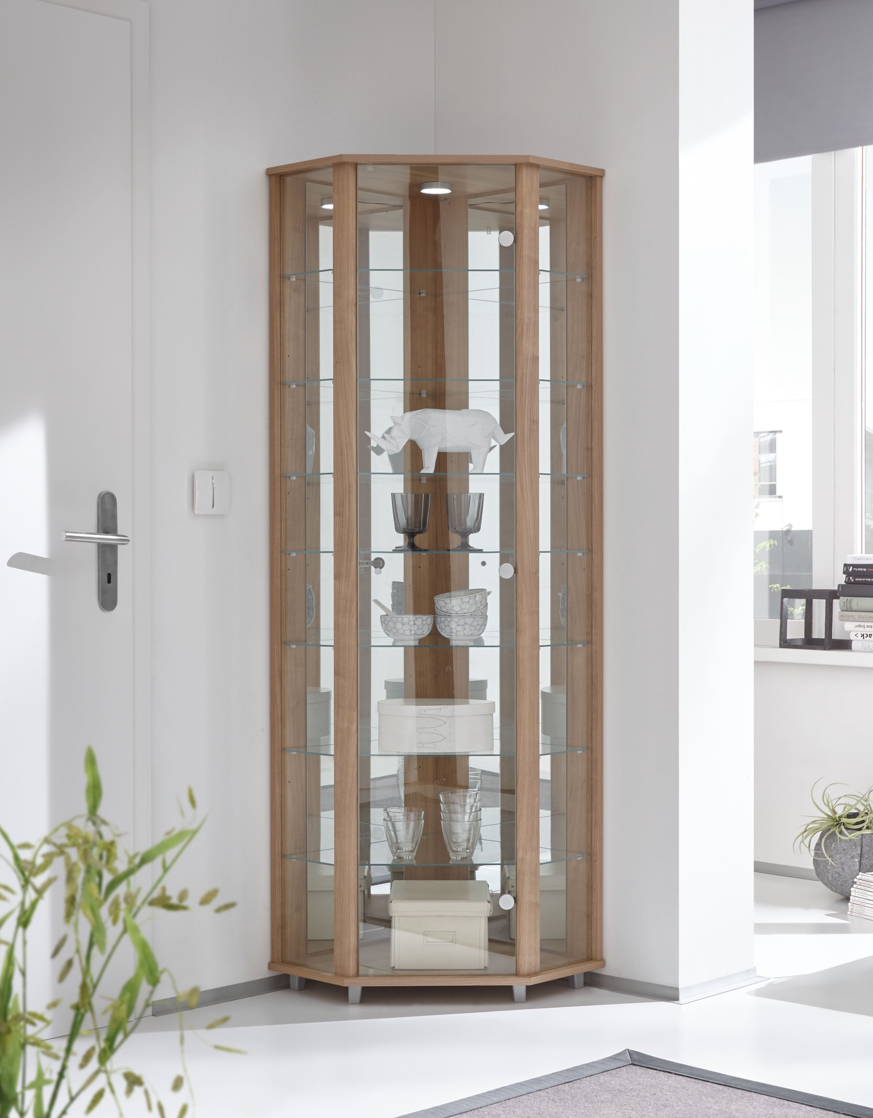 fif möbel Eckvitrine TRIO Höhe ca. 172 cm, ink. Beleuchtung Eckvitrine/Glas günstig online kaufen