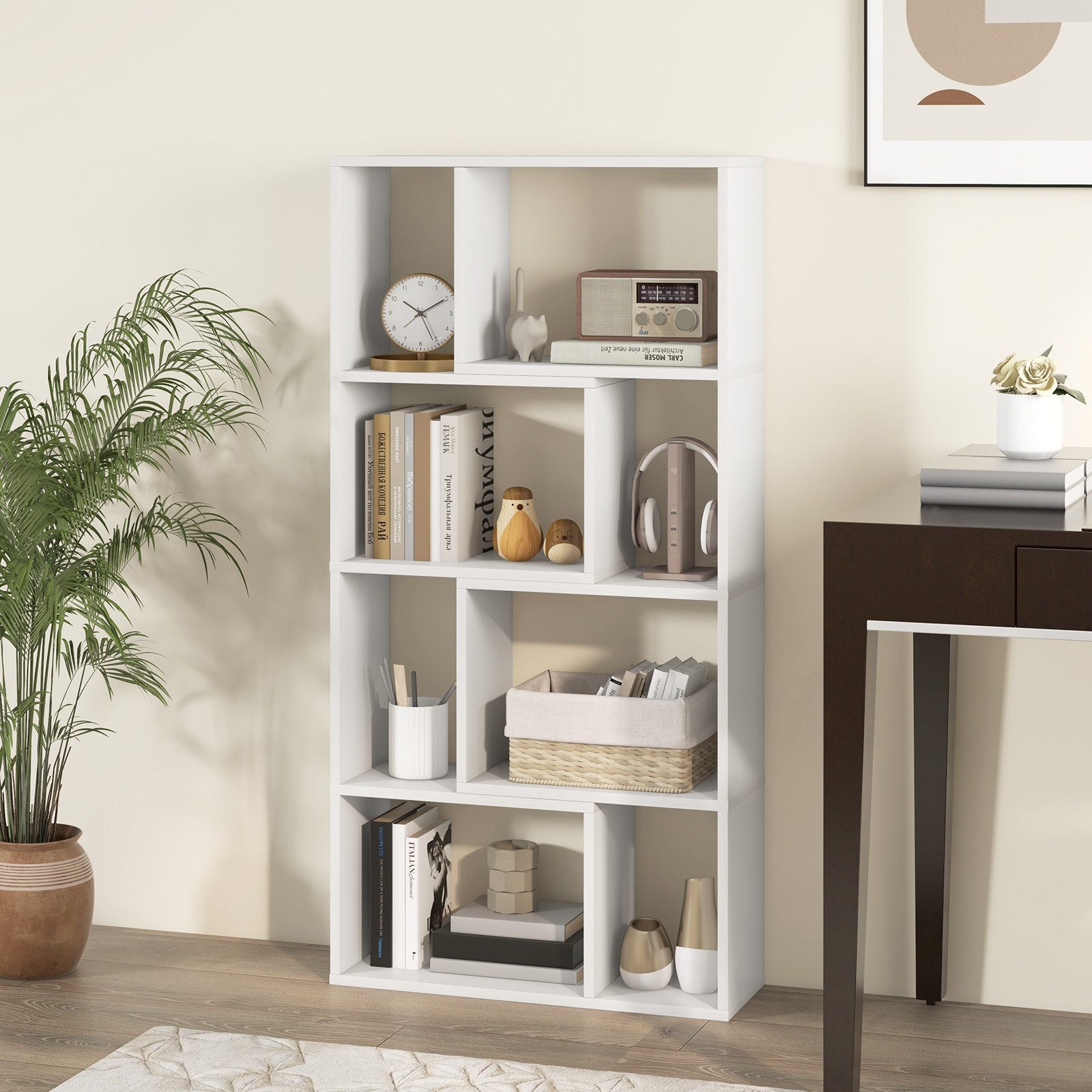 COSTWAY Bücherregal, Standregal, 4 Ebenen, 8 günstig online kaufen