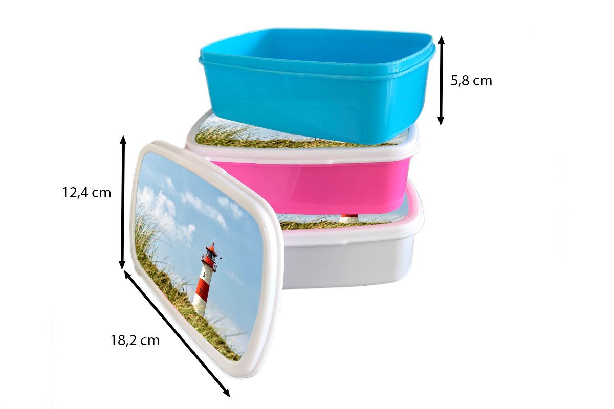 Leuchtturm Kunststoff Meer Lunchbox (2-tlg), Kunststoff, Brotbox für Kinder, Deutschland, Brotdose - Erwachsene, MuchoWow Mädchen, rosa Snackbox, -