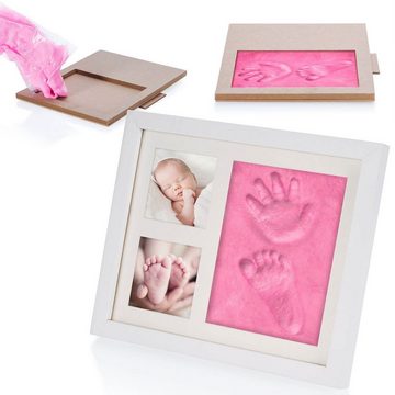 all Kids United Bilderrahmen zum Basteln Baby Gipsabdruck-Set, (Fotorahmen), Gips für Hand-Abdruck Fuß-Abdruck & Fotos