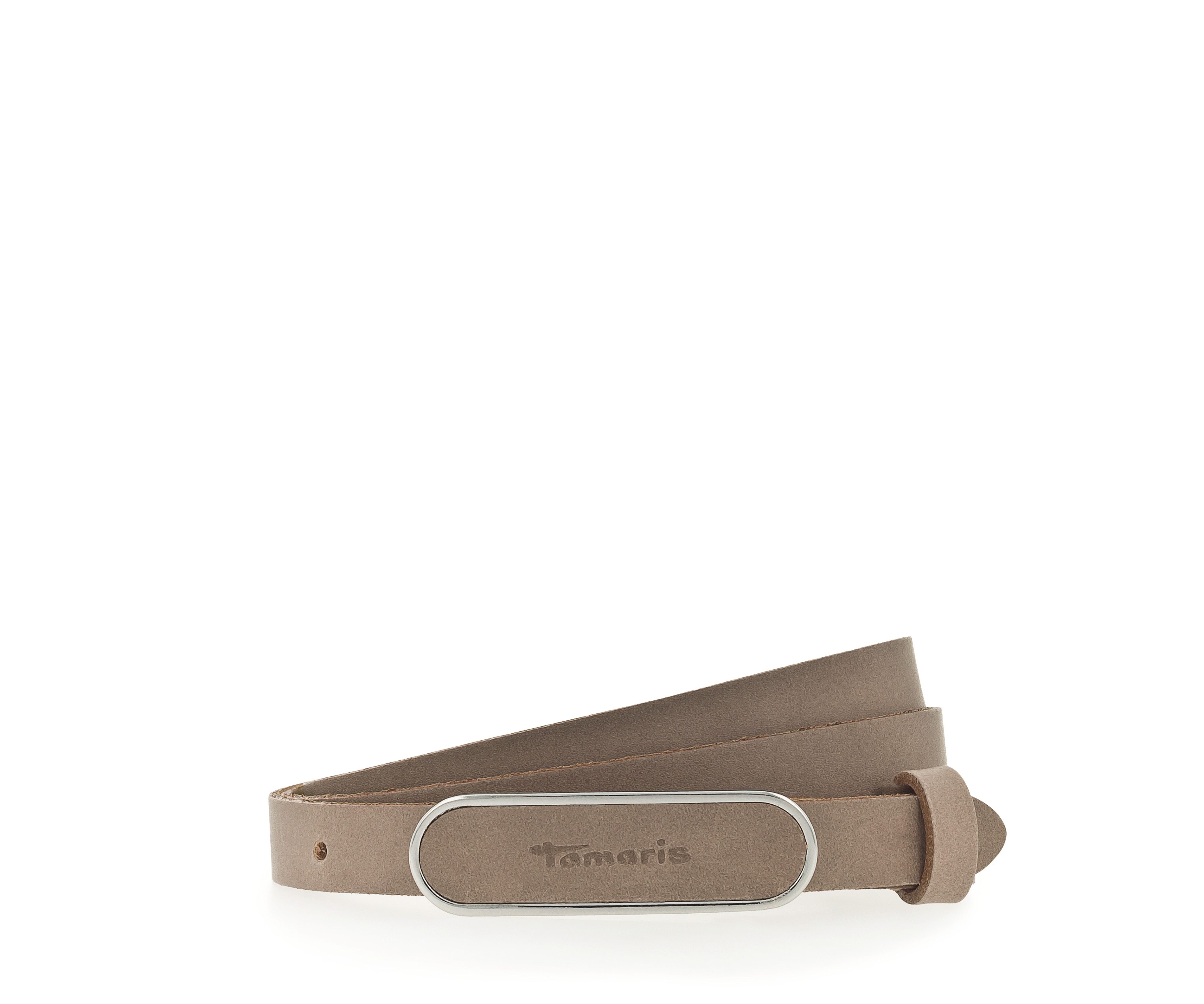Tamaris Ledergürtel Elegante, lederbezogene Koppelschließe in glänzendem Silber
