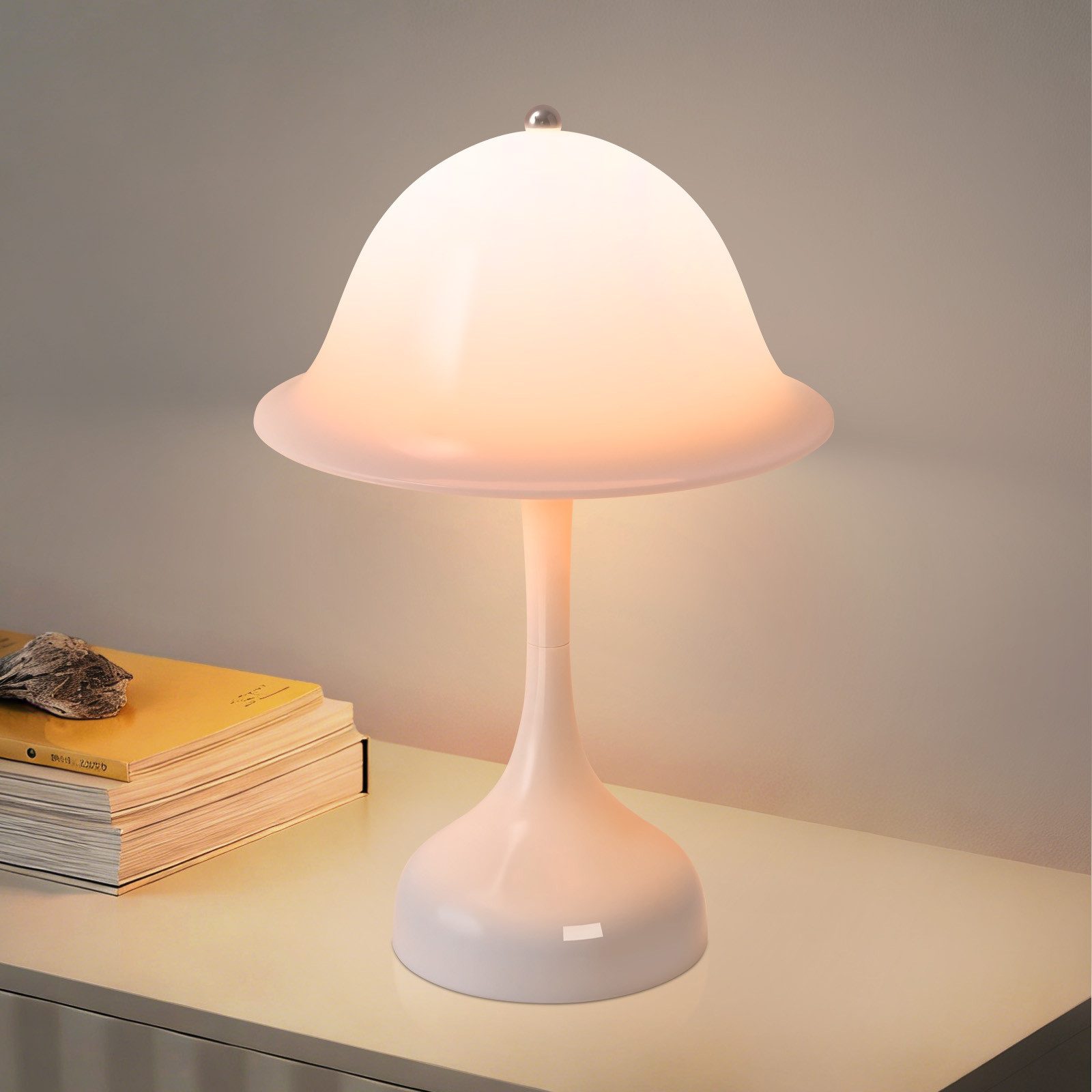 ZMH LED Tischleuchte Akku Tischlampe Aufladbar Touch Dimmbar Schlafzimmerlampe, USB-Ladefunktion, LED fest integriert, 2000K-6500k, Kabellose Nachttischleuchte Tragbare Lampe für Wohnzimmer