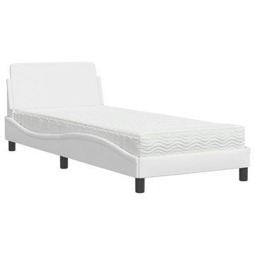 vidaXL Bett Bett mit Matratze Weiß 90x190 cm Kunstleder
