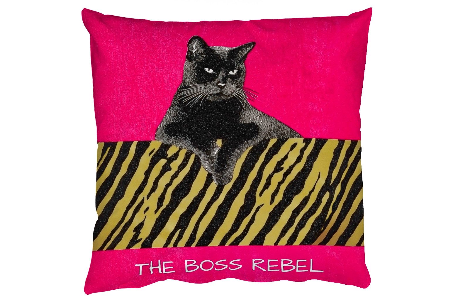 MuchoWow Dekokissen Katze - Boss - Rosa - Tigerdruck, Zierkissen, Deko Kissen mit Füllung, Sofakissen, 60x60 cm