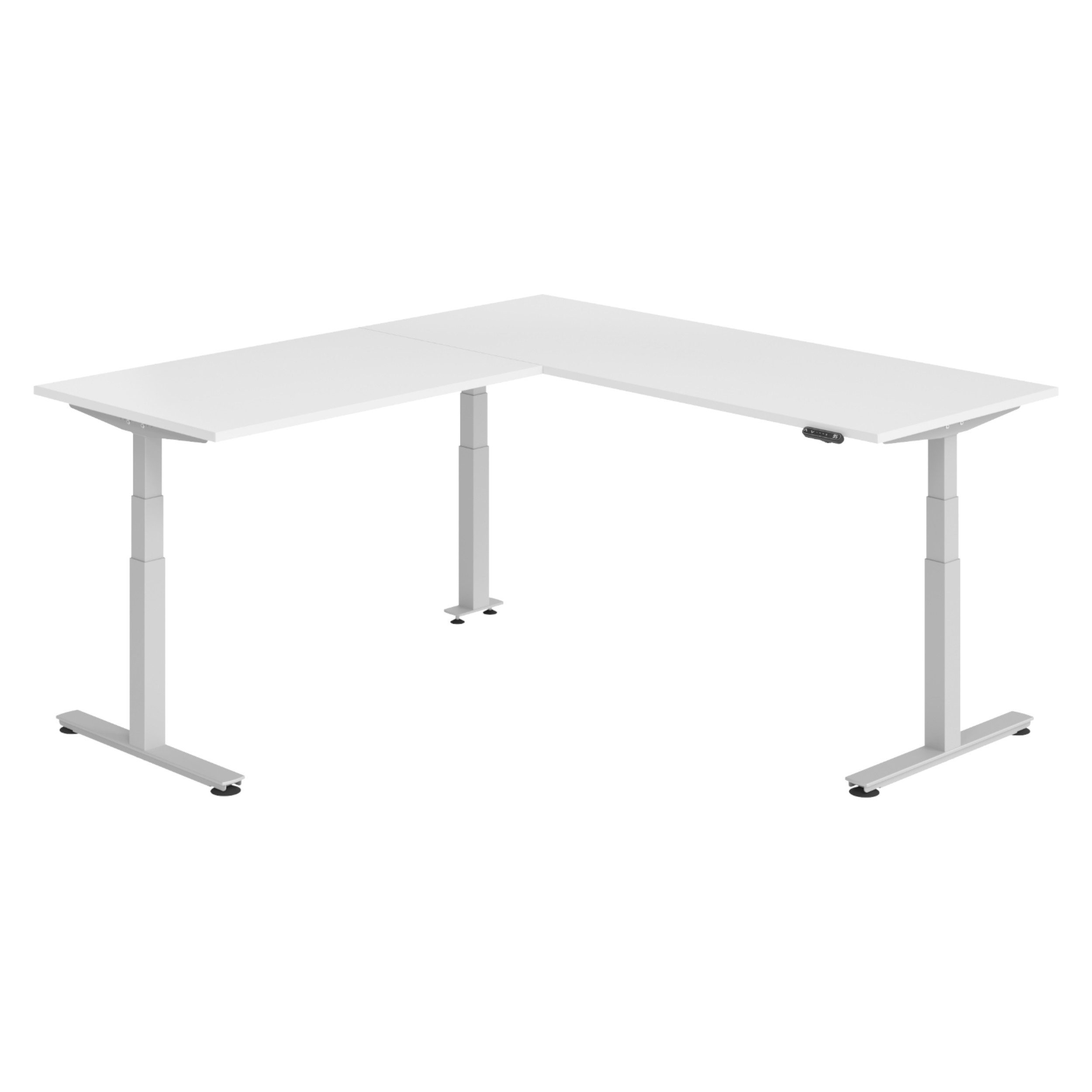 bümö Schreibtisch Eckschreibtisch XDSMW, Eckform: 200 x 220 cm - Dekor: Weiß