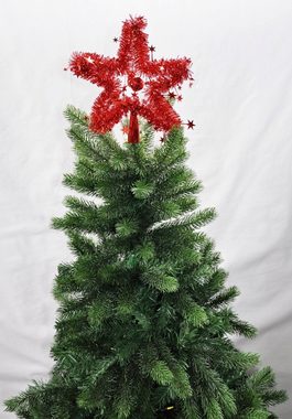 Kaemingk Christbaumspitze Christbaumspitze Stern Lametta 24 cm Rot Weihnachtsbaum Spitze, Optik: Glanz mit Lametta, Glocken und Sternen