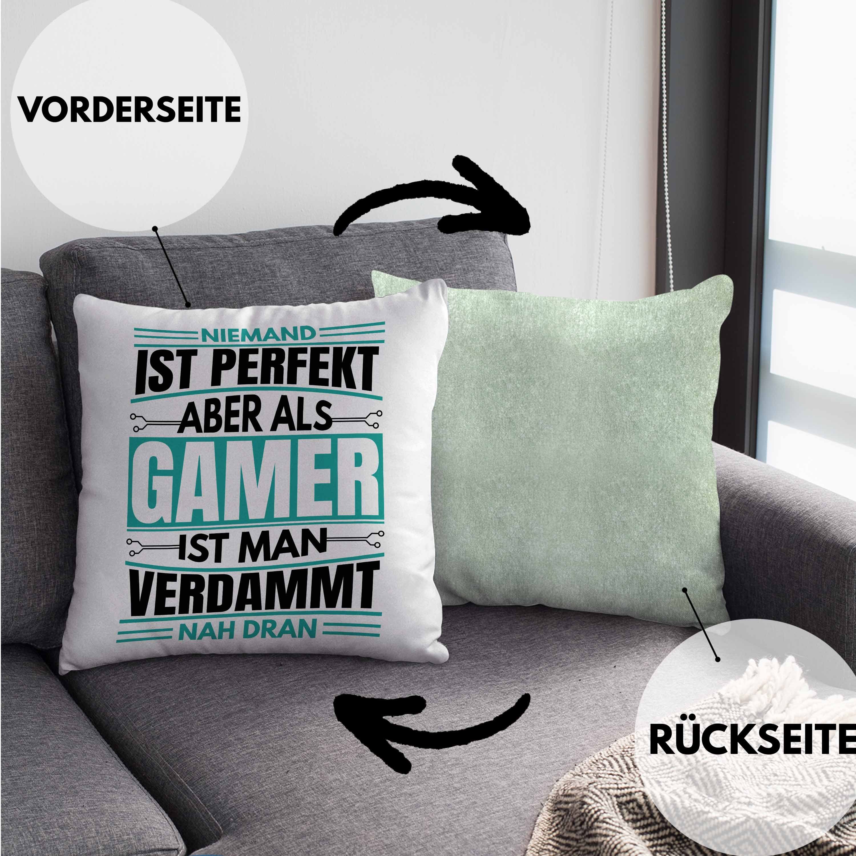 Dekokissen Gamer Dekokissen Grün - Füllung Perfekt mit Trendation Kissen Trendation Niemand Geschenkidee Ist 40x40 Zocker für Jungs Geschenk