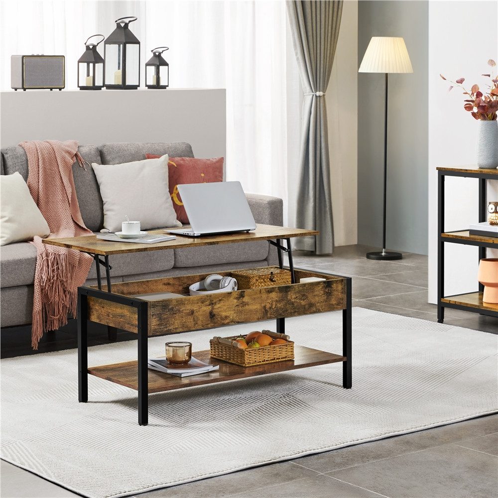 Yaheetech Couchtisch, mit höhenverstellbarer Platte, Metallgestell günstig online kaufen