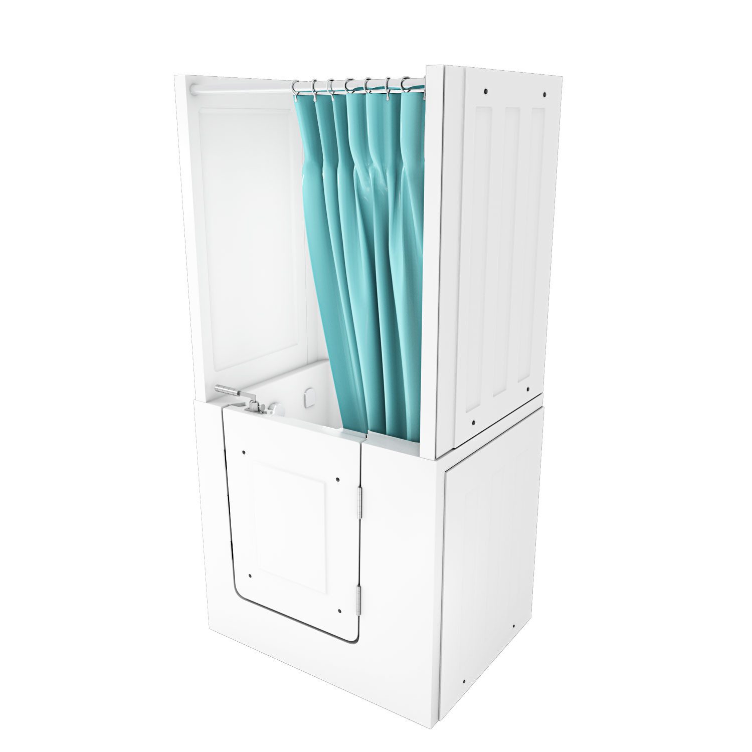 AcquaVapore Komplettdusche Seniorendusche Wanne mit Tür S02D-TH-A-R 78x100x205cm, inklusive Duschwanne, Schnelle Reinigung, Nackenstütze, Überlauf Abfluss, Extra Tief
