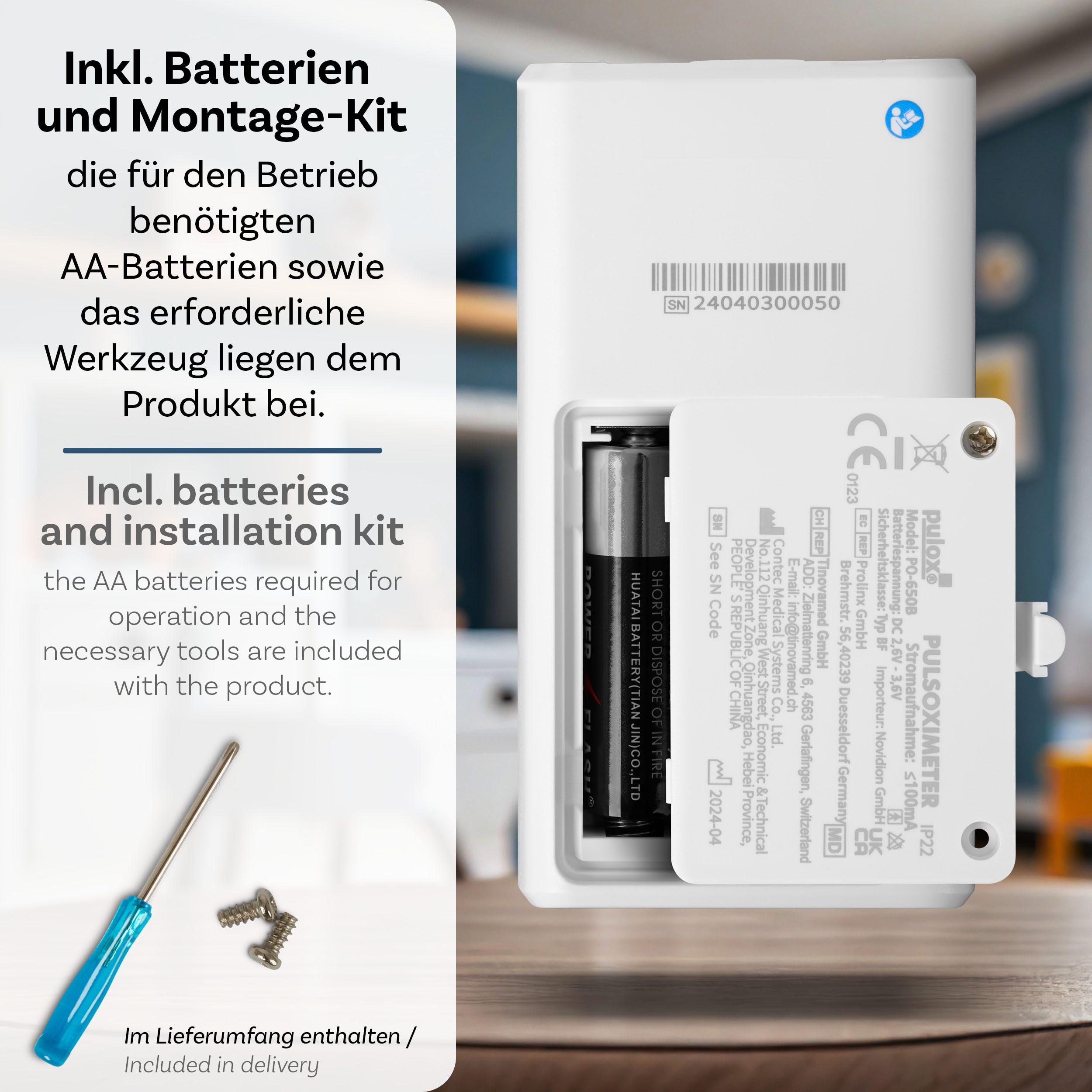 pulox Pulsoximeter PO-650B mit Externem Sensor für Babys und Kleinkinder