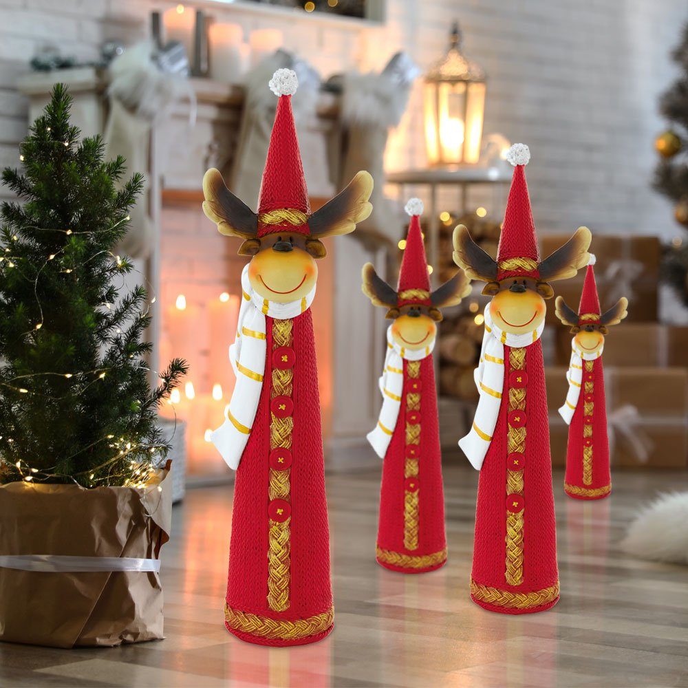 etc-shop LED Dekolicht, Weihnachtsdeko Rentier Dekofigur Weihnachten Advent Strickoptik 4x