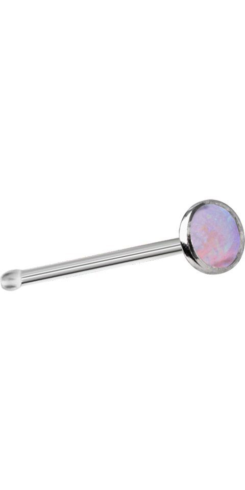 0,8mm Nasenpiercing Karisma Nasenpiercing Opal Stein Opal Edelstahl Nasenstecker 316L Gerade- Farbwahl Pink 2,35mm