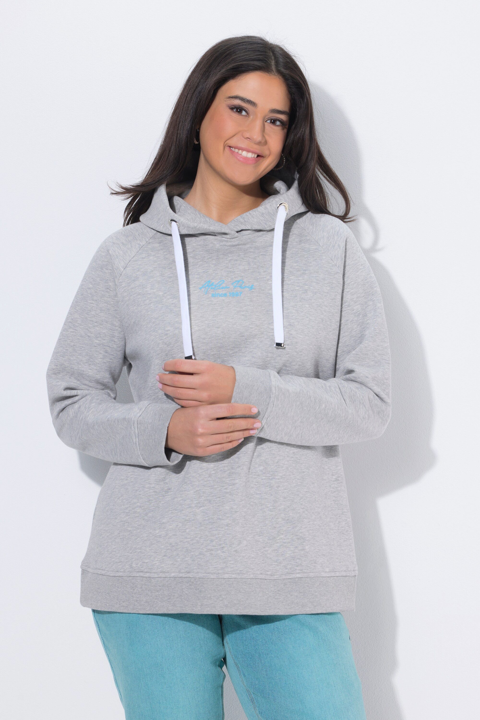 Ulla Popken Sweatshirt Hoodie Schriftmotiv Kapuze Langarm