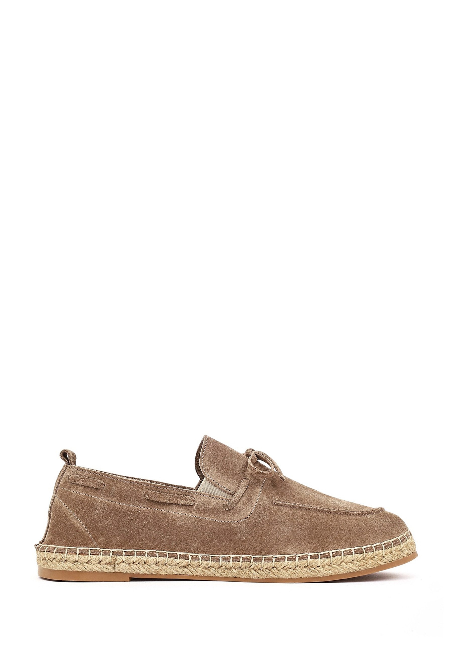 Derimod Espadrilles aus Veloursleder Espadrille Wildleder, Lederfutter, Gummisohle, Slip-On, Jutebesatz