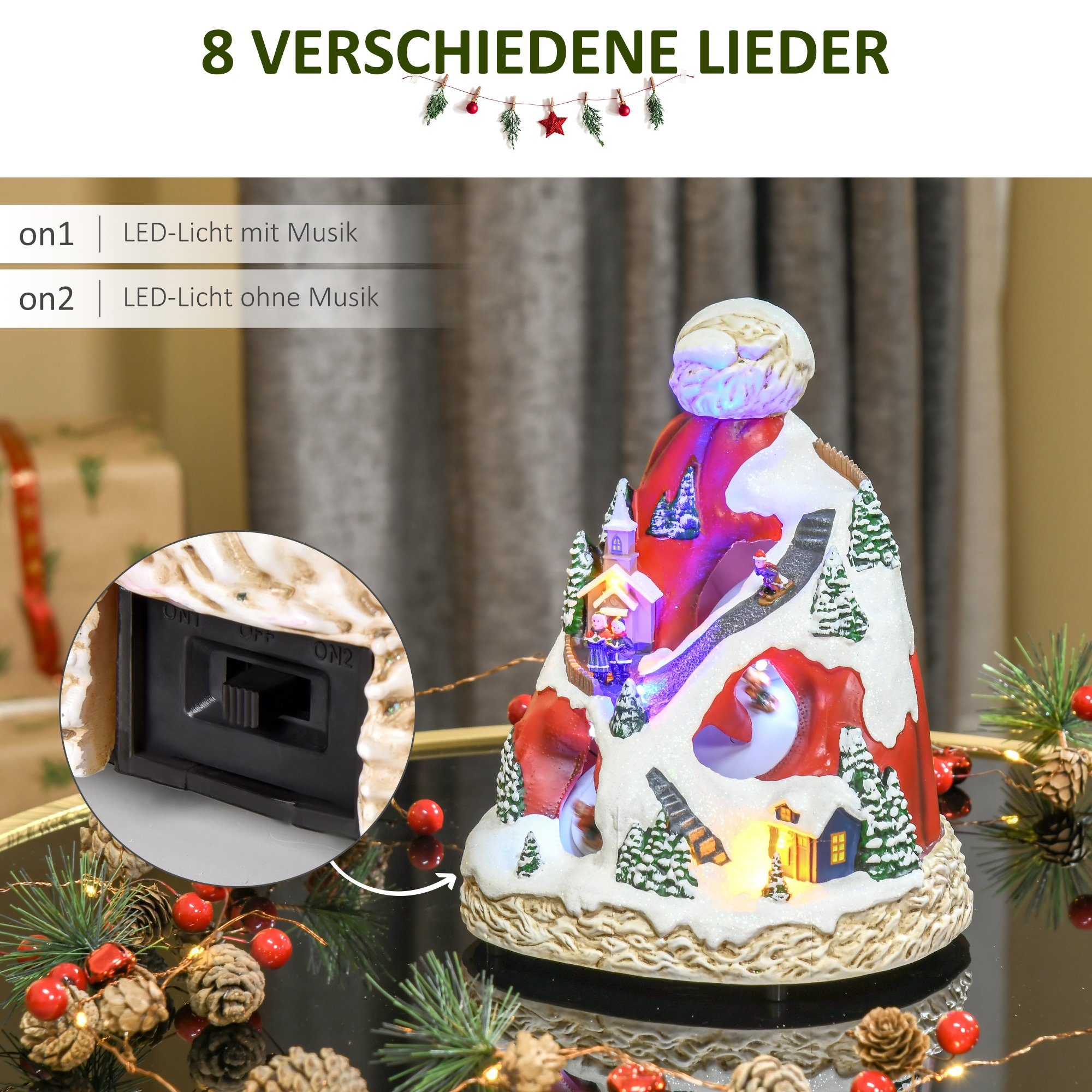 Musikplayer Lichtern und LED Weihnachtsdorf HOMCOM Weihnachtsdorf mit
