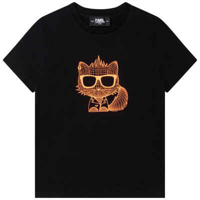 KARL LAGERFELD Umhängetasche Karl Lagerfeld KIDS T-Shirt schwarz mit Katze Choupette Print orange