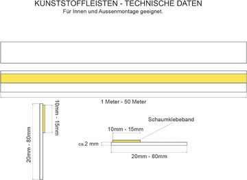 Nobily Fensterleiste PVC-Flachleiste, 60mm ohne Lippe,selbstklebend,Zierleisten zur Montage, selbstklebend, Kunststoff, Farbe: Weiß