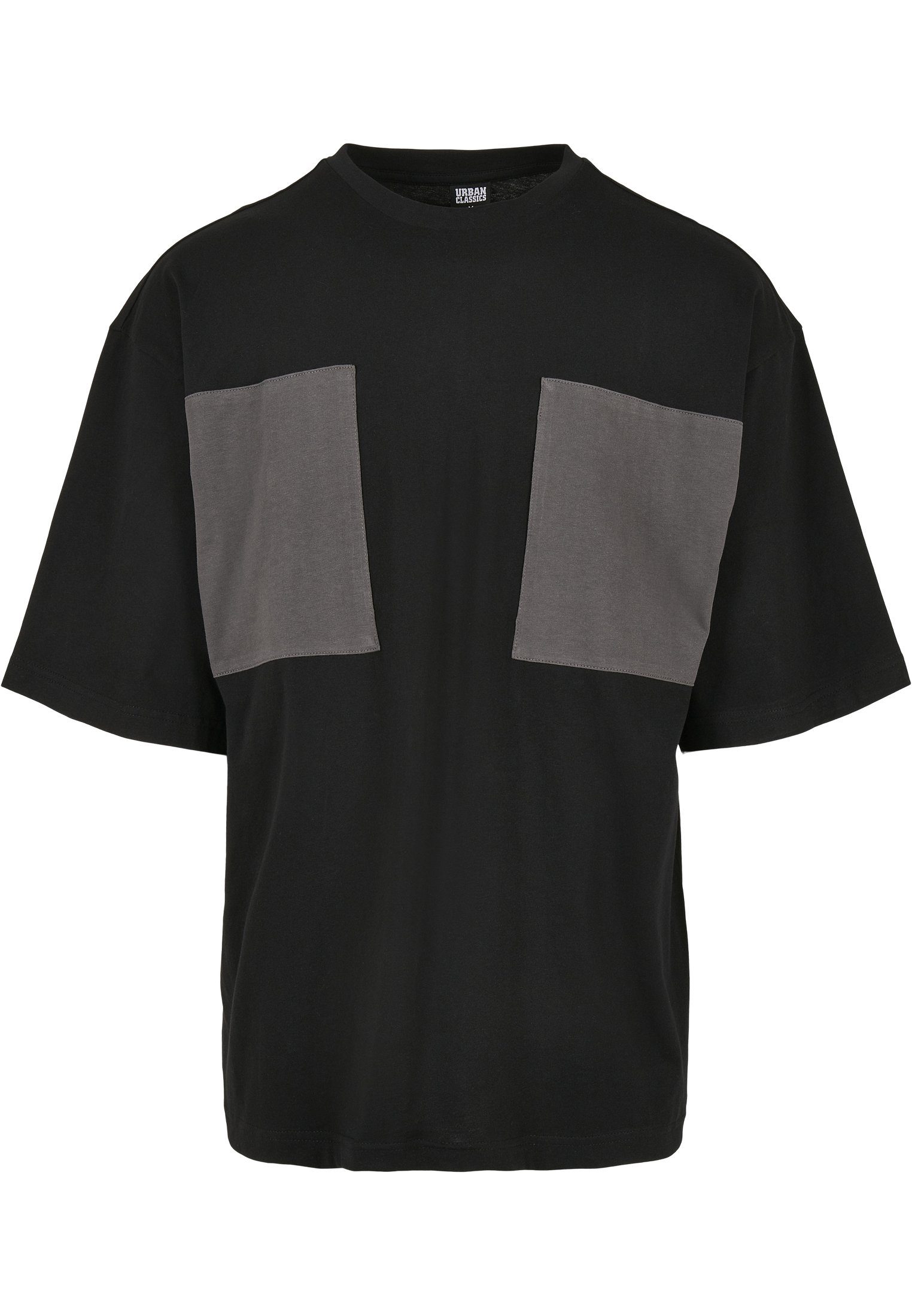 URBAN CLASSICS Kurzarmshirt Herren Big Double Pocket Tee (1-tlg) black/asphalt