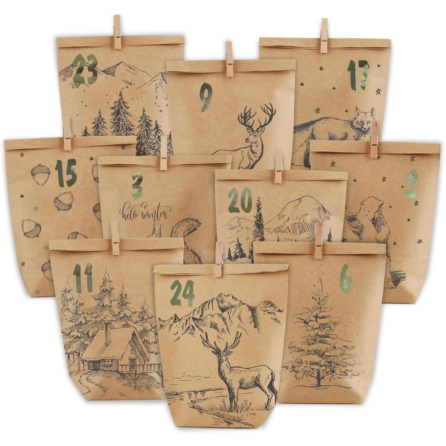 LuxusKollektion DIY-Adventskalender Adventskalender zum Befüllen 24 Weihnachtskalender Papiertüten