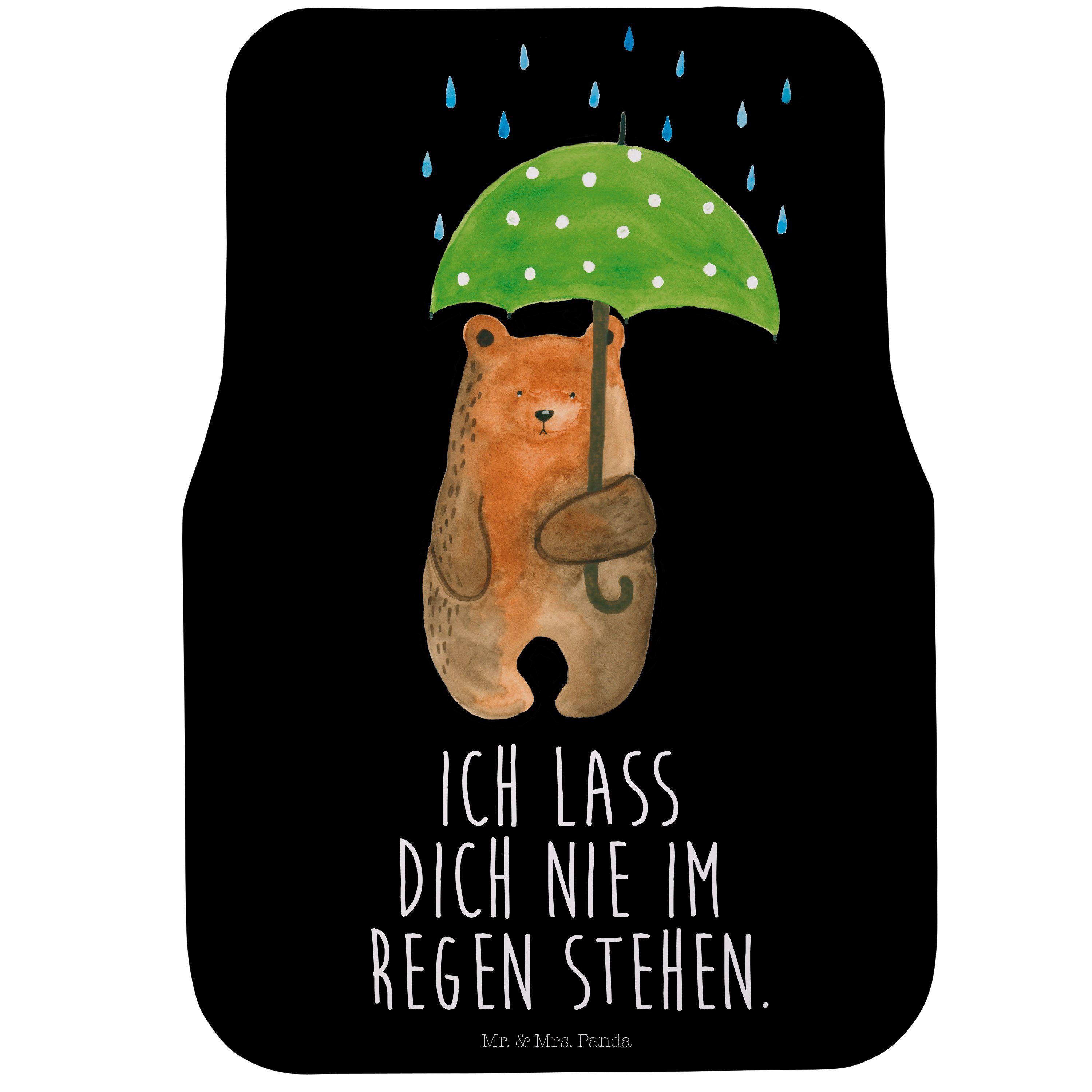 Fußmatte Bär mit Regenschirm - Schwarz - Geschenk, Teddybär, Liebesbeweis,  Par, Mr. & Mrs. Panda, Höhe: 0.5 mm