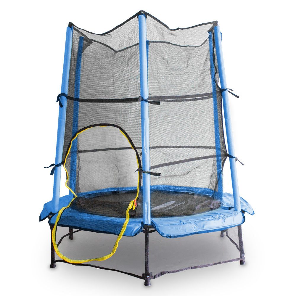 Trampolin-King Kindertrampolin 140cm mit Sicherheitsnetz und Randabdeckung Blau, Ø 3 cm, (MS-17512)