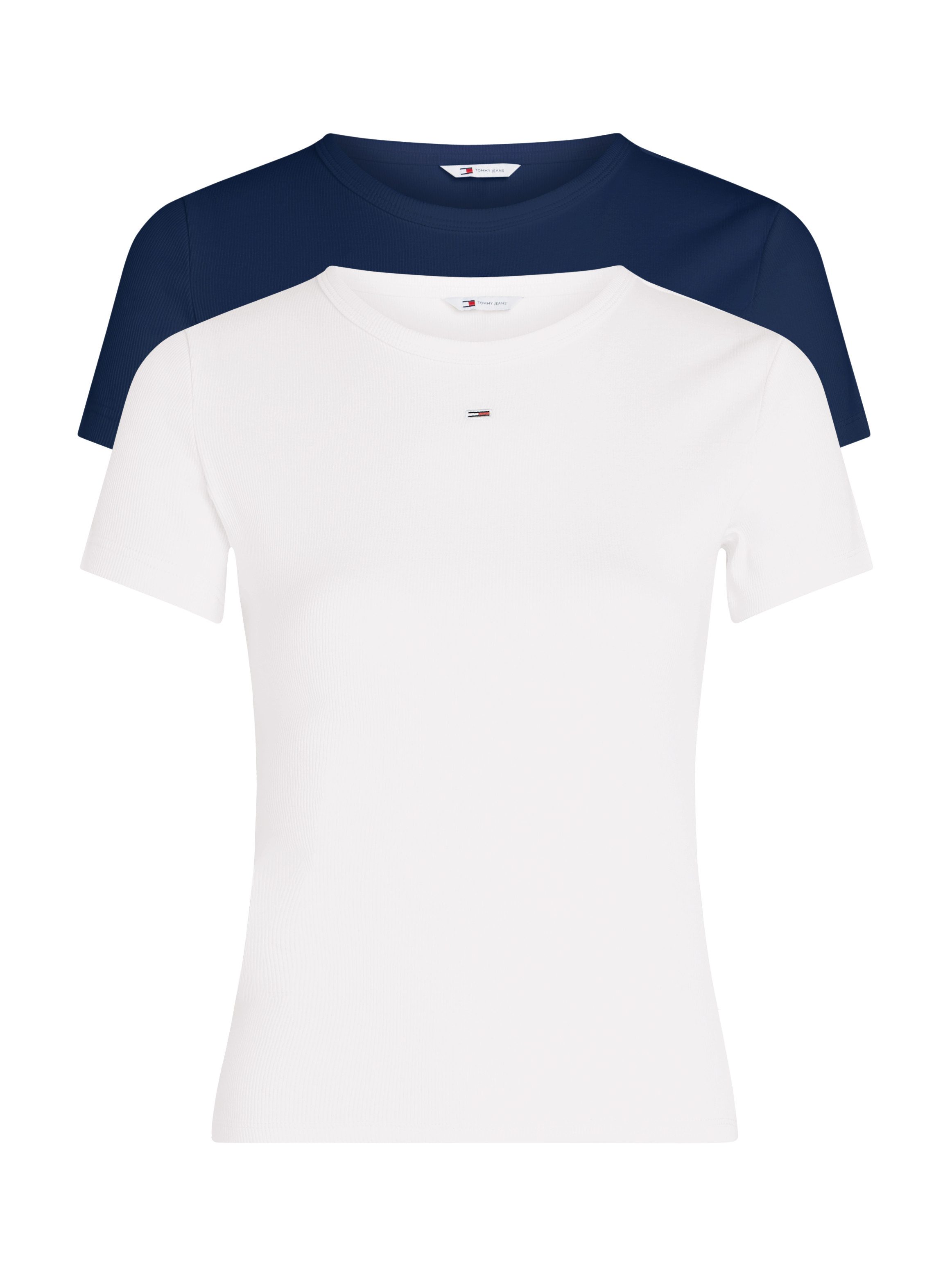 Tommy Jeans Kurzarmshirt TJW 2PACK SLIM ESSENTIAL RIB SS (Packung, 2-tlg., 2er-Pack) mit gerippter Struktur, Rundhals