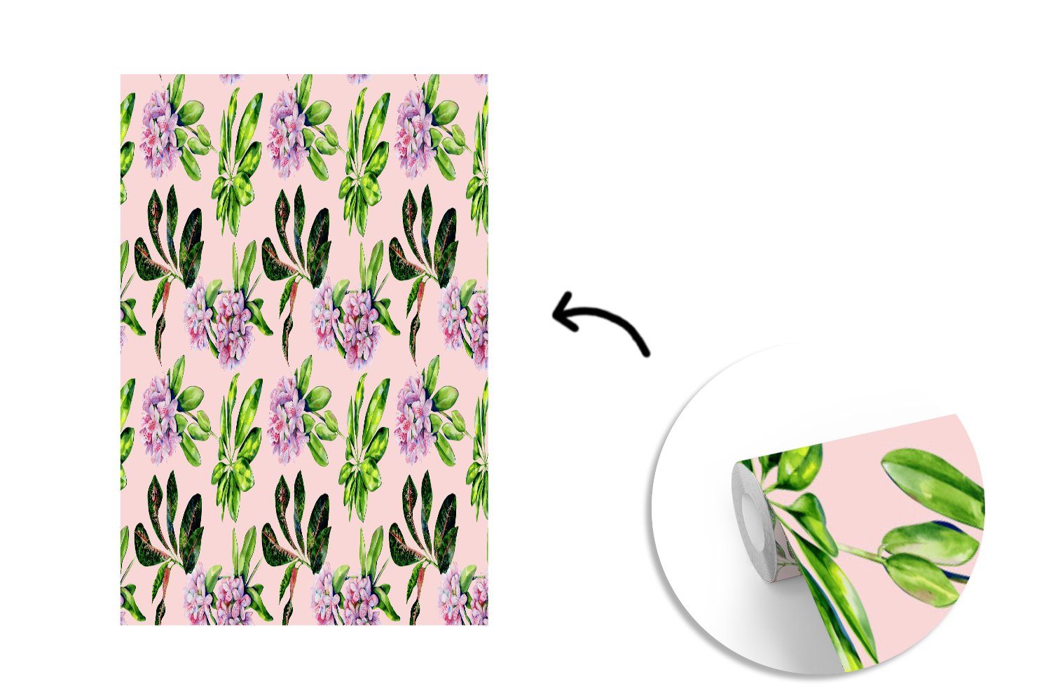 MuchoWow Fototapete Blumen - Blätter Wandtapete Hortensie, Vinyl (3 Matt, St), für bedruckt, Wohnzimmer, Montagefertig Tapete 
