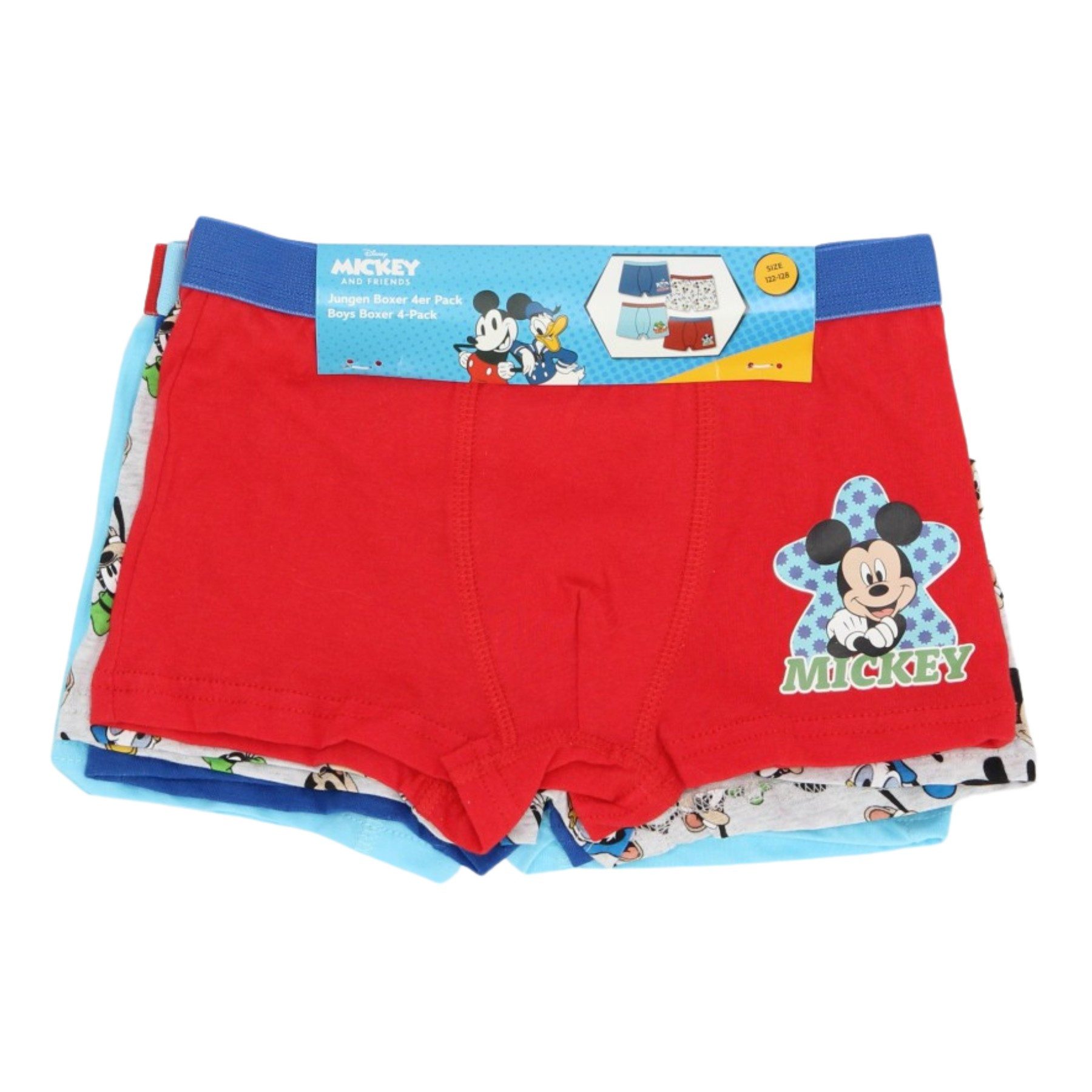 Disney Mickey Mouse Boxershorts für Kinder 4er Pack Unterwäsche aus Baumwolle (4-St) – Bild 2 von 2
