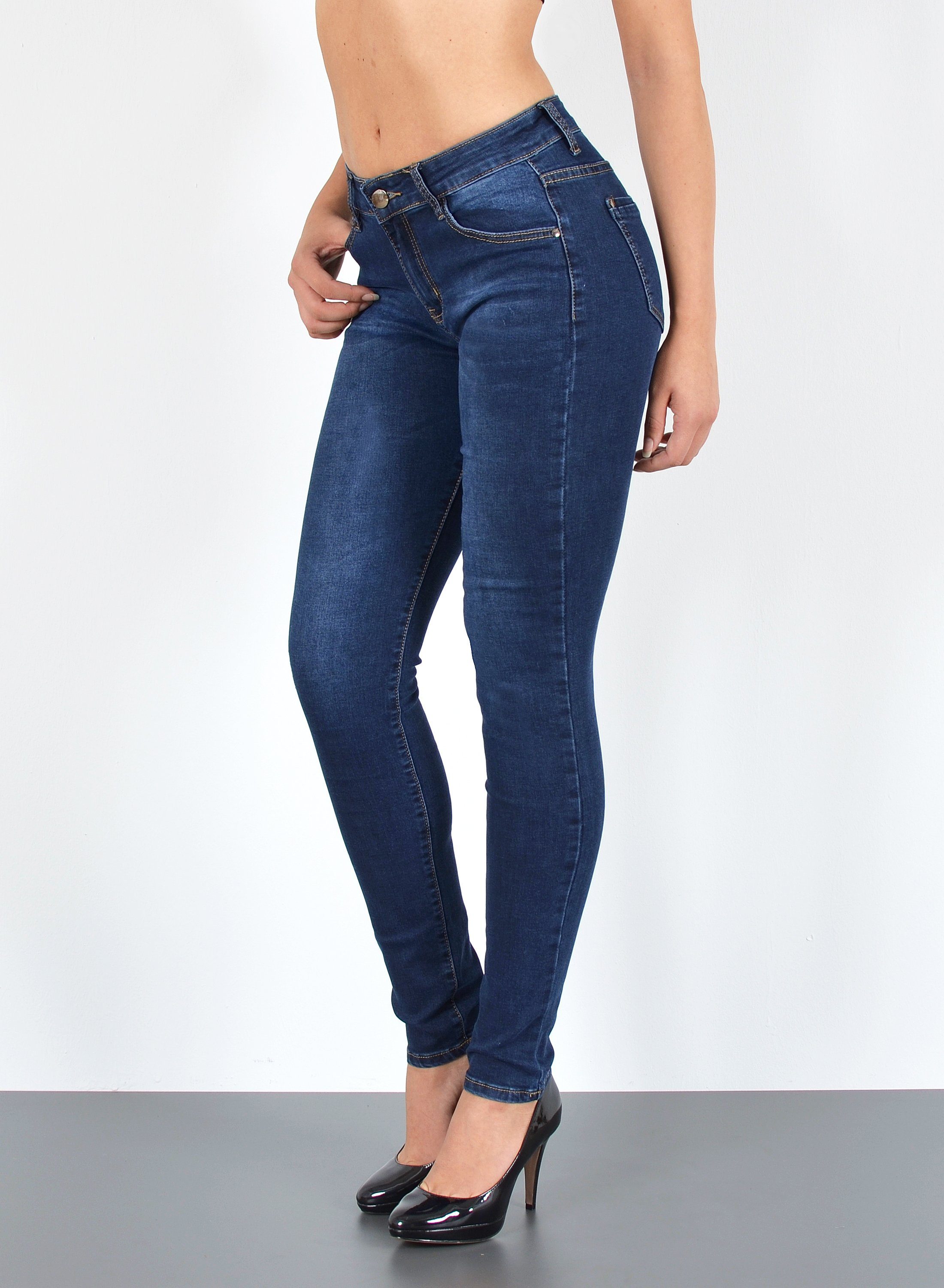 ESRA Skinny-fit-Jeans Damen Jeans Skinny Hose High Waist Jeanshose Damen Sk günstig online kaufen