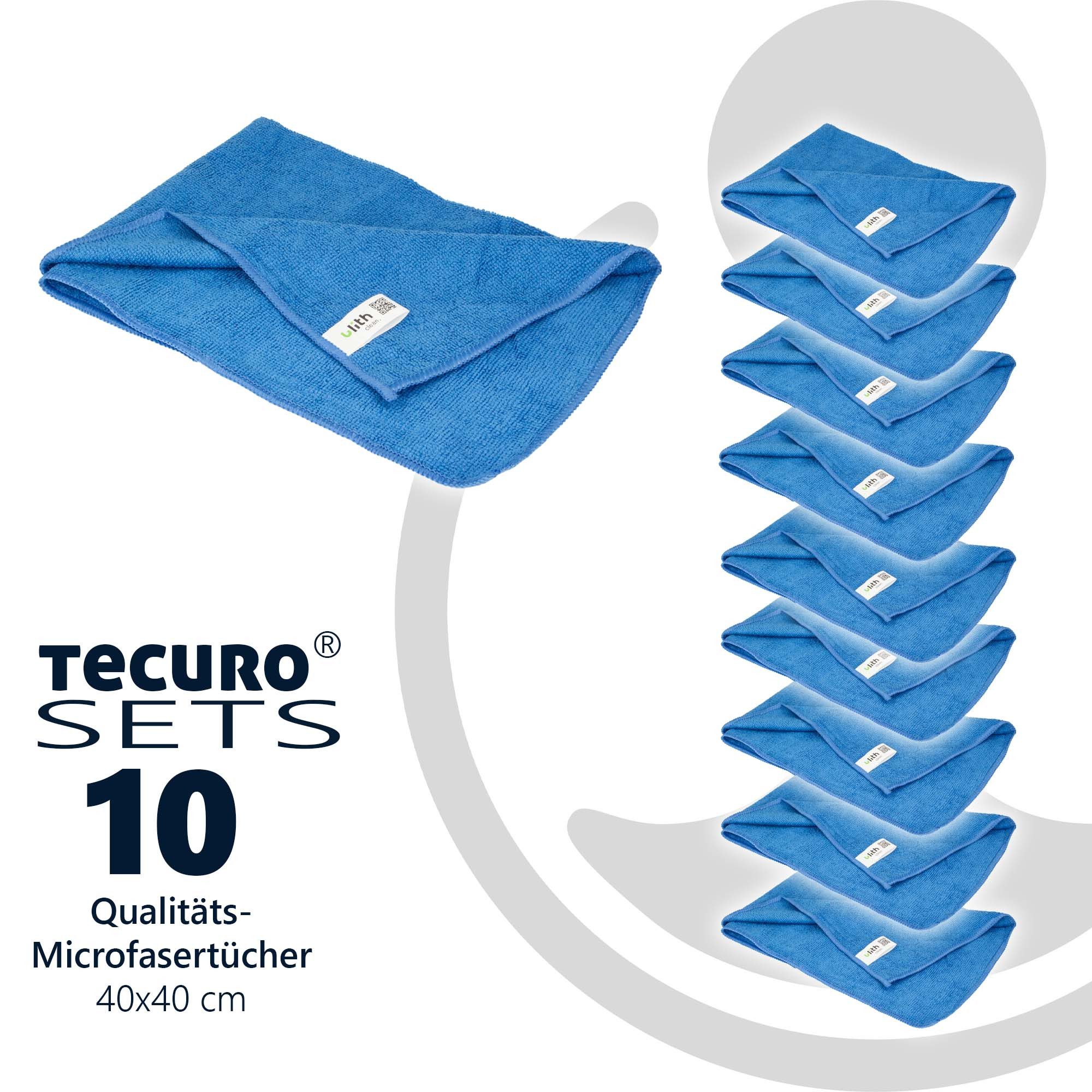 Ulith Clean-Profi Microfasertuch (10 Stück), 40 x 40 cm, Blau, 300 GSM Mikrofasertuch (blau)