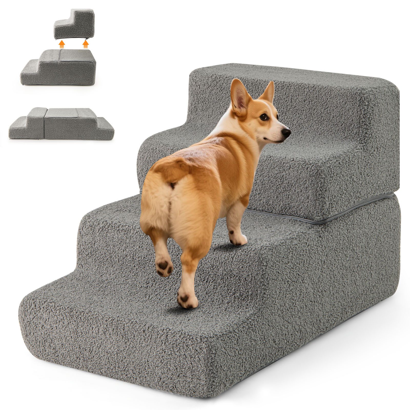 COSTWAY Haustiertreppe (1-St), Hundetreppe 4 Stufen, Hundestufe, für Sofa, Bett