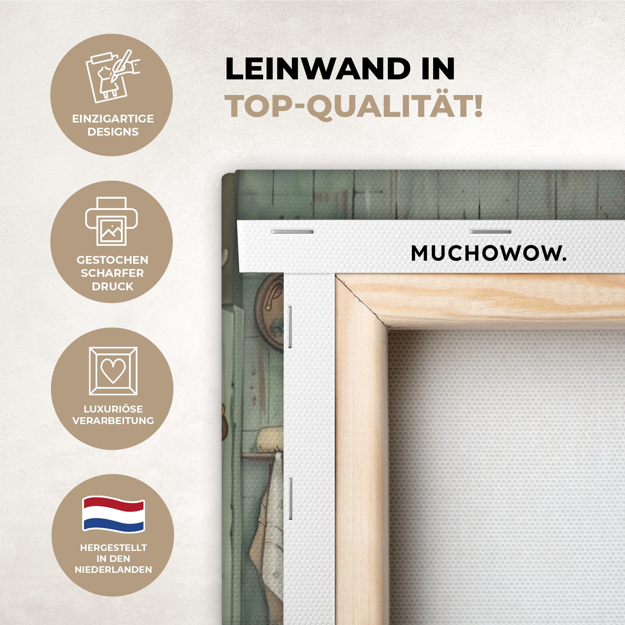 OneMillionCanvasses® Leinwandbild Vintage - Badewanne - Badezimmer - Illust günstig online kaufen