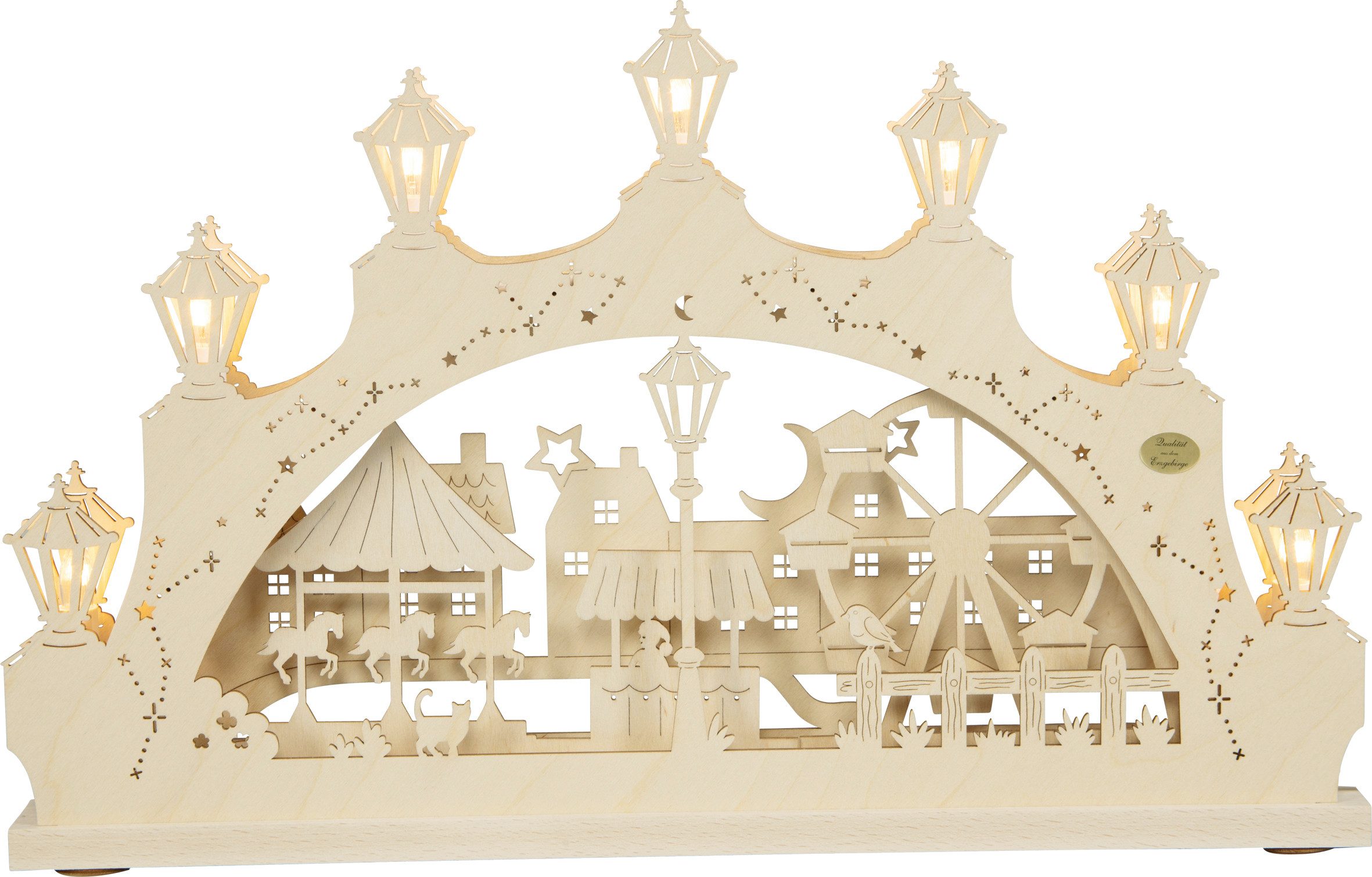 SAICO Original LED Schwibbogen 3D-Lichterbogen mit Wechselmotiv, Winterfreuden in der Stadt, Premium LED-Beleuchtung, warmweiß, BxHxT: 52x32x4,5 cm