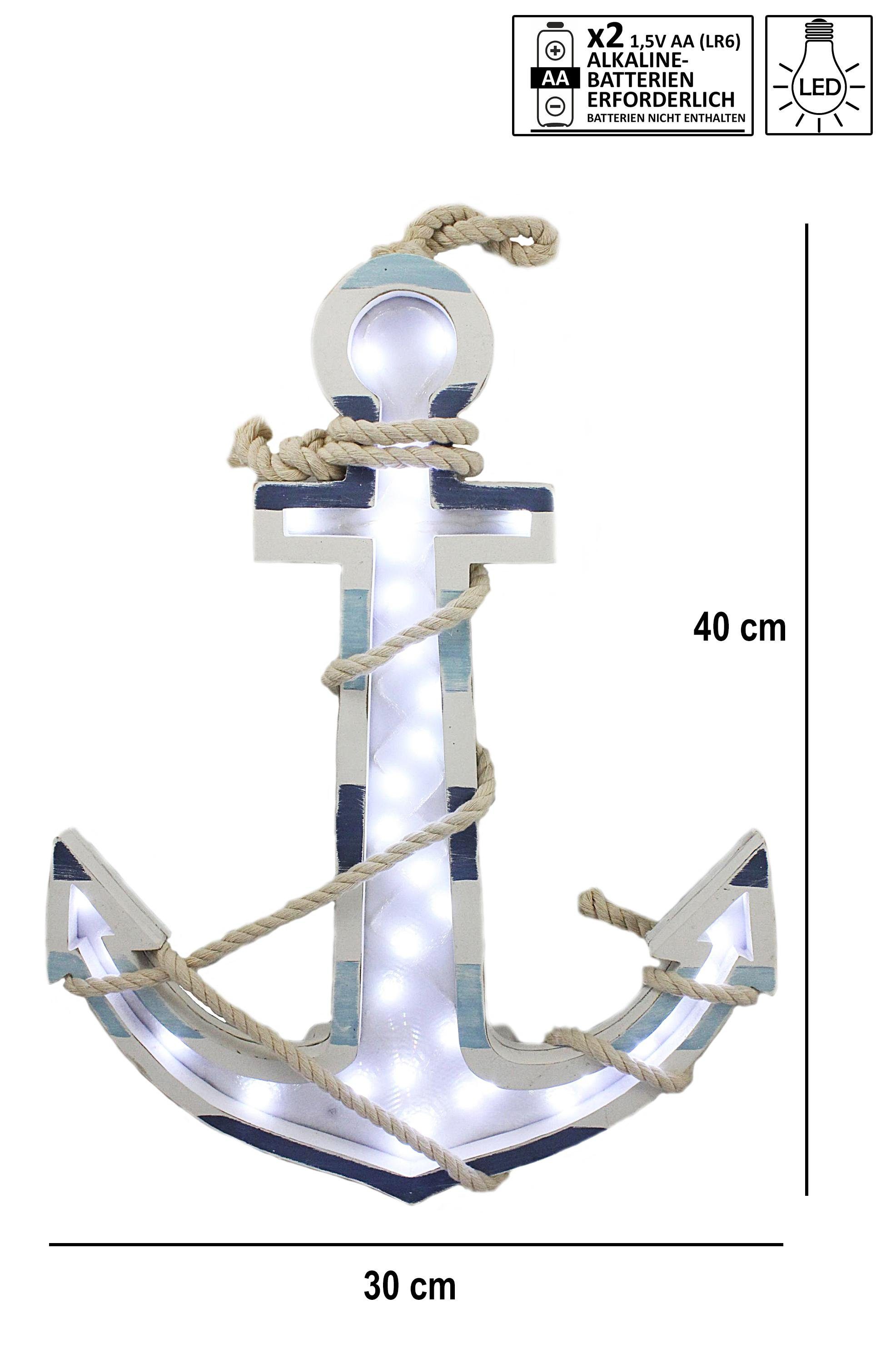 ELLUG LED-Dekofigur Maritimer leuchtender Anker aus Holz mit LED zum Hängen günstig online kaufen