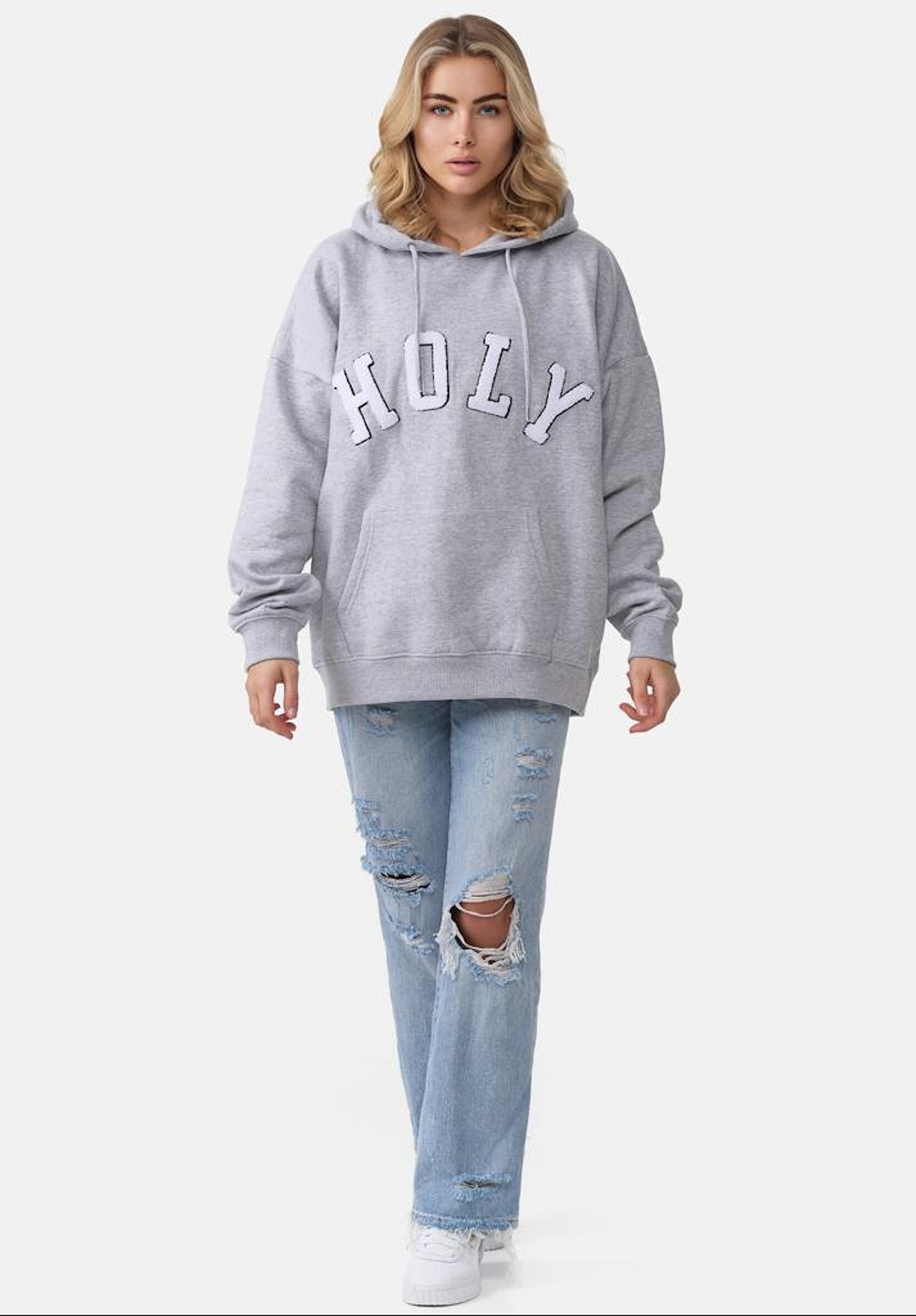 Worldclassca Hoodie Worldclassca Oversized Hoodie "HOLY" Kapuzenpullover Sweatshirt Grau