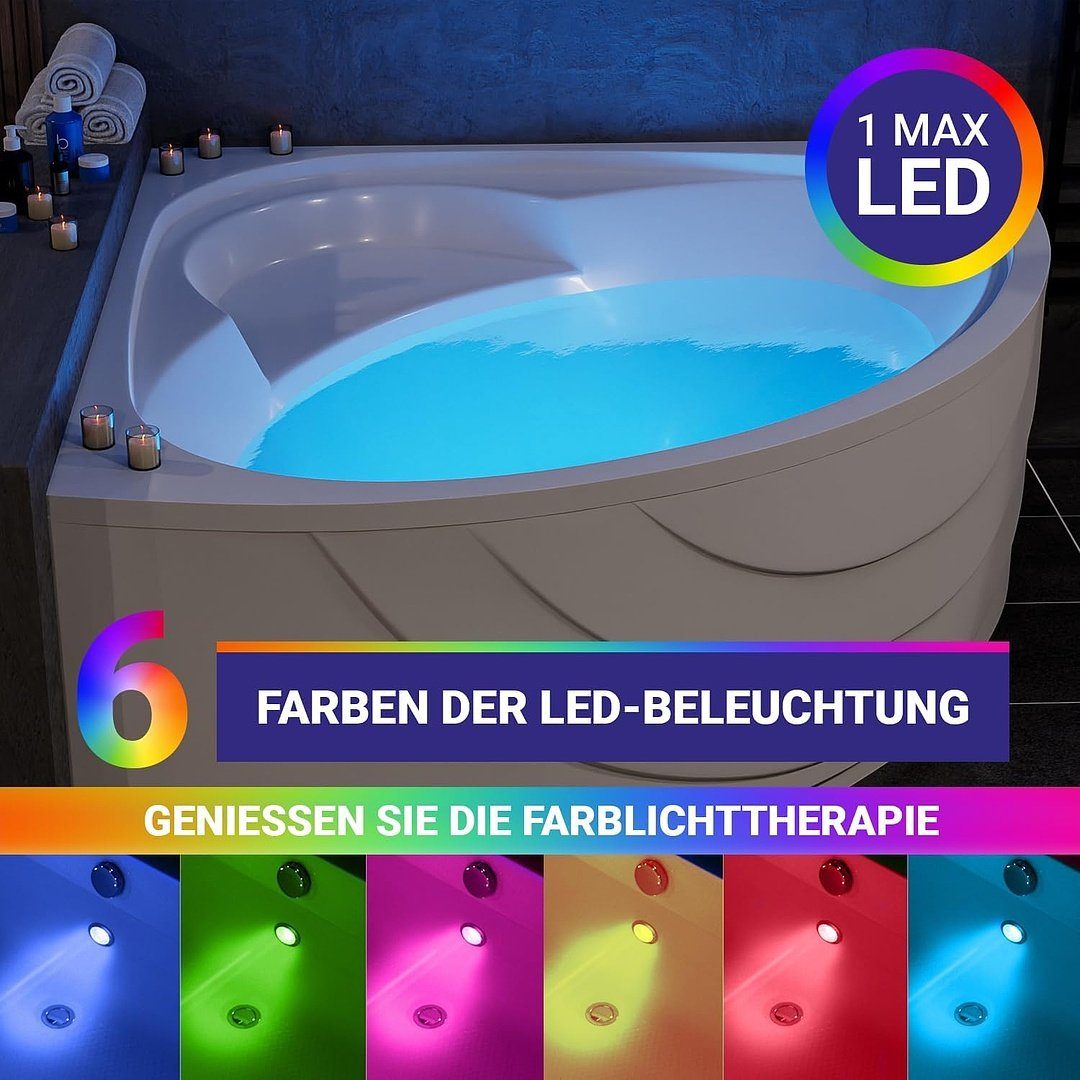 Badewanne mit Unterwasser Touchsteuerung, AQUADE für Einbaustrahler LED Farblicht