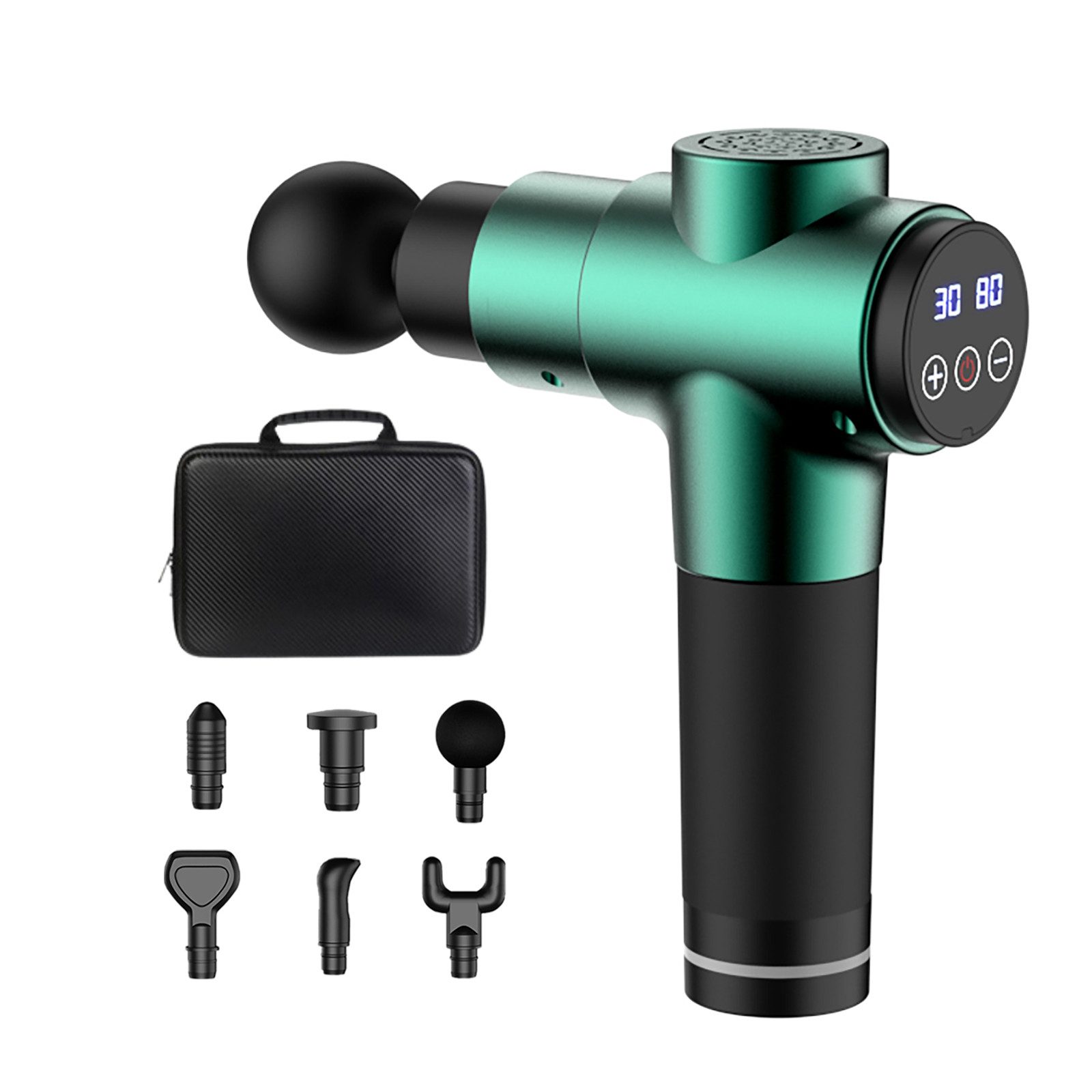 Tekoo Massagepistole elektrisch, 30 Stufen & 6 Aufsätze zur Regeneration, Set, 30 Geschwindigkeitsstufen, geräuscharmer bürstenloser Motor
